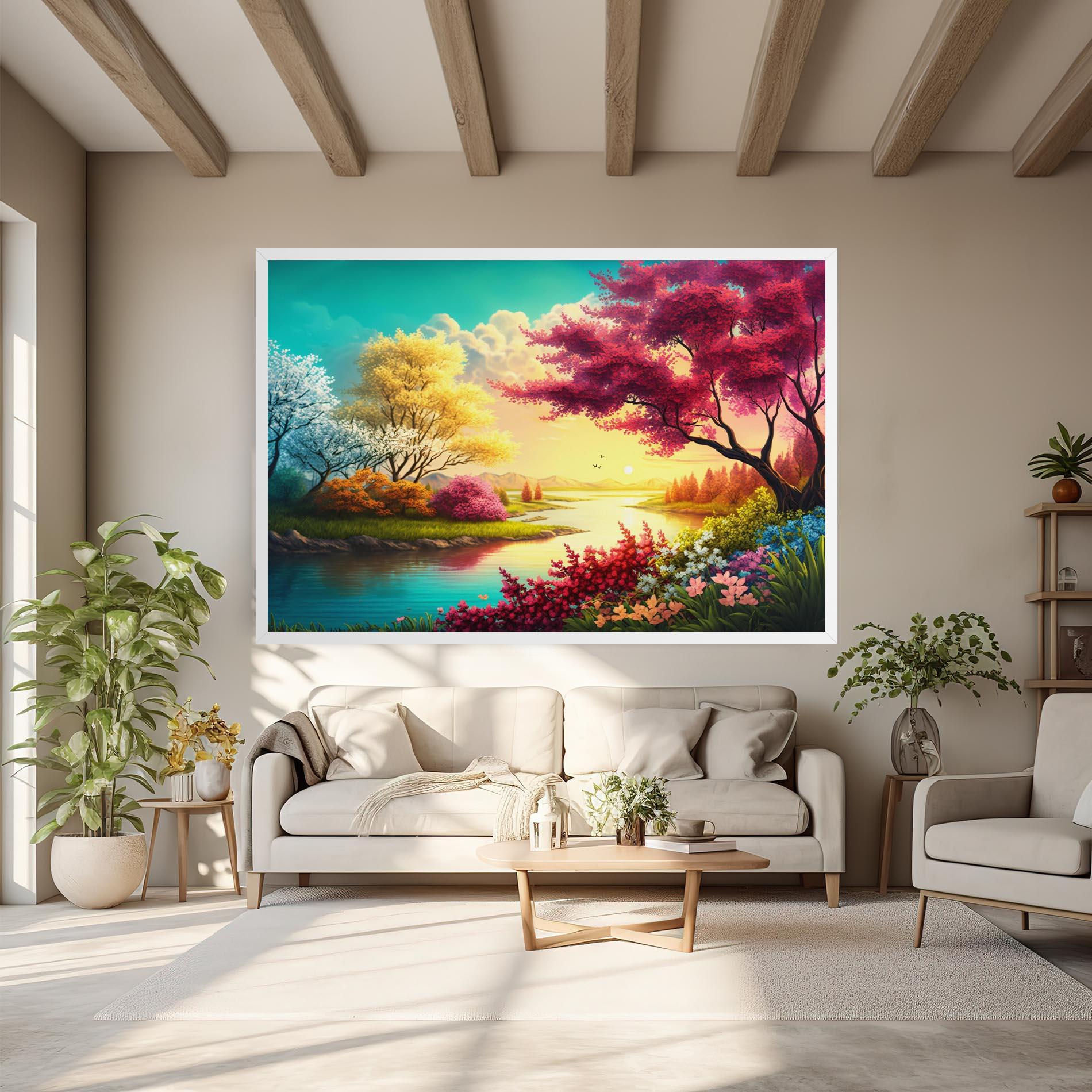 Tablou Canvas Pink Yellow Trees mockup 6