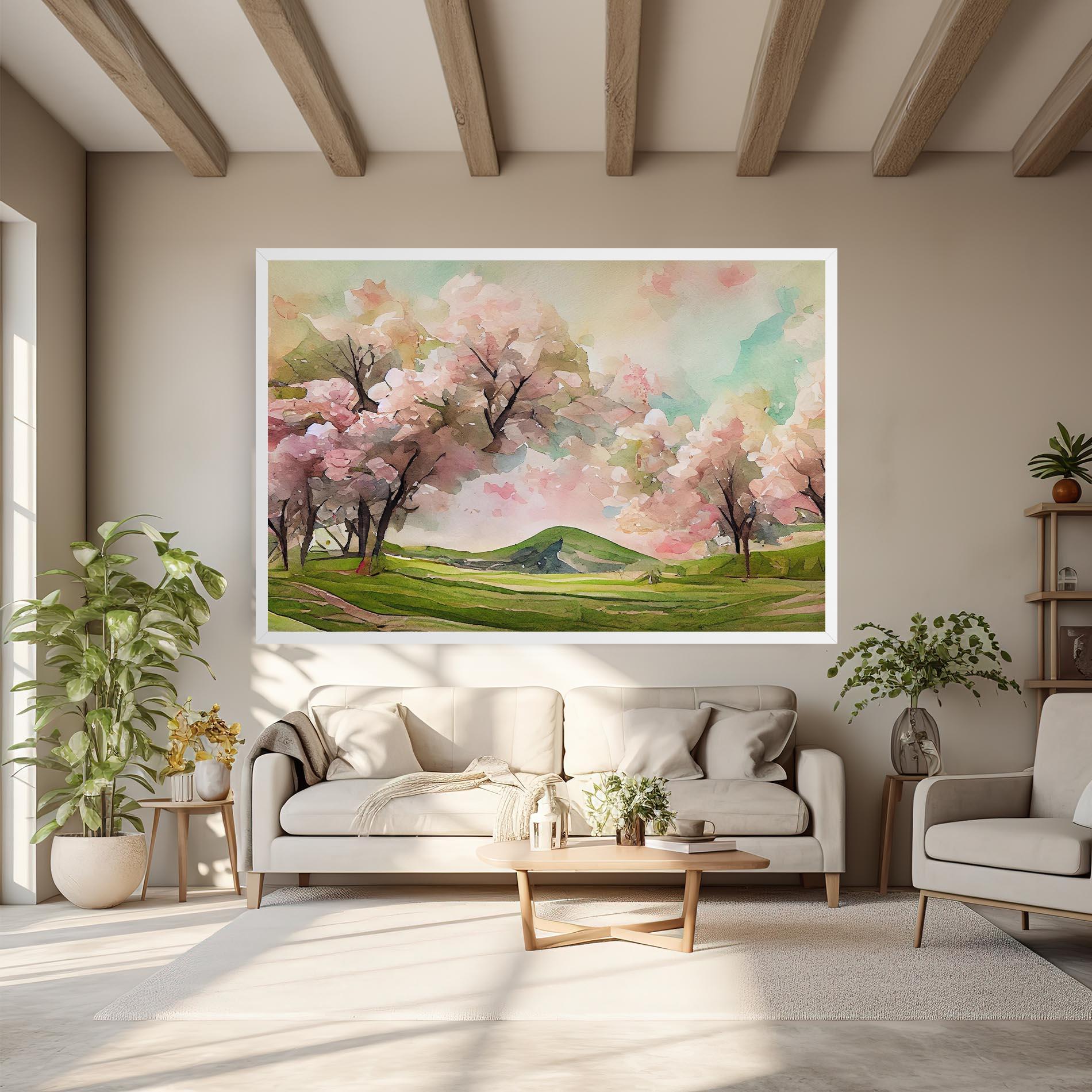 Tablou Canvas Spring Pink Trees mockup 6