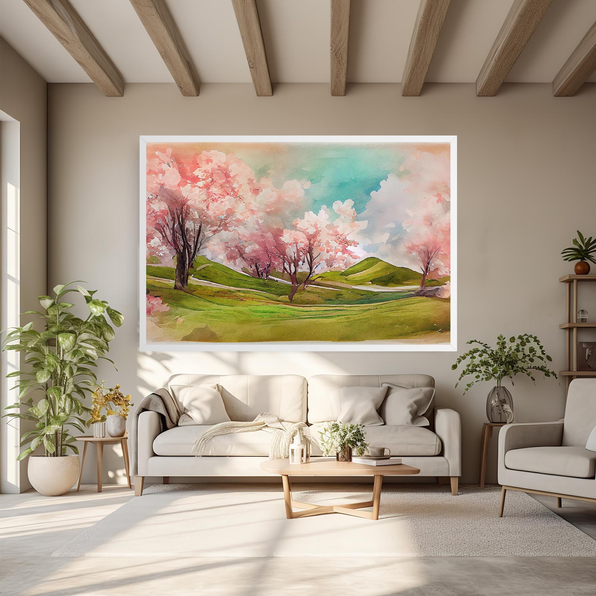 Tablou Canvas Spring Trees Painting mockup 6