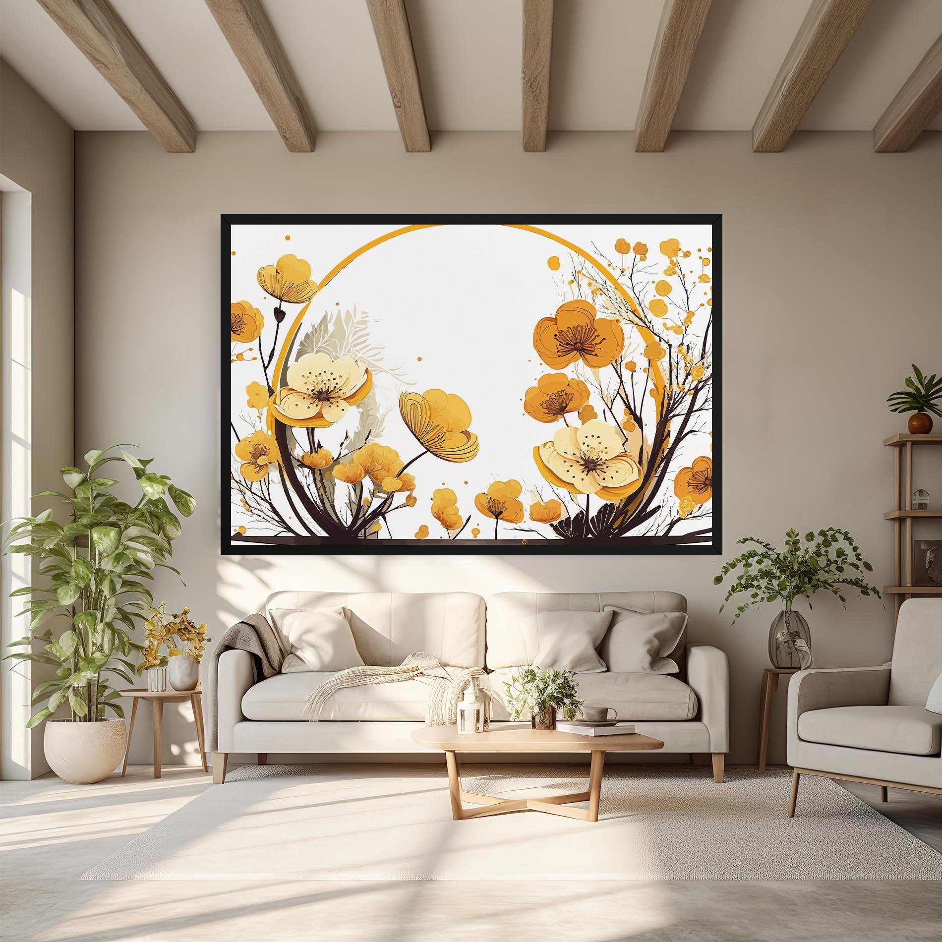 Tablou Canvas Yellow Circle Flowers mockup 6