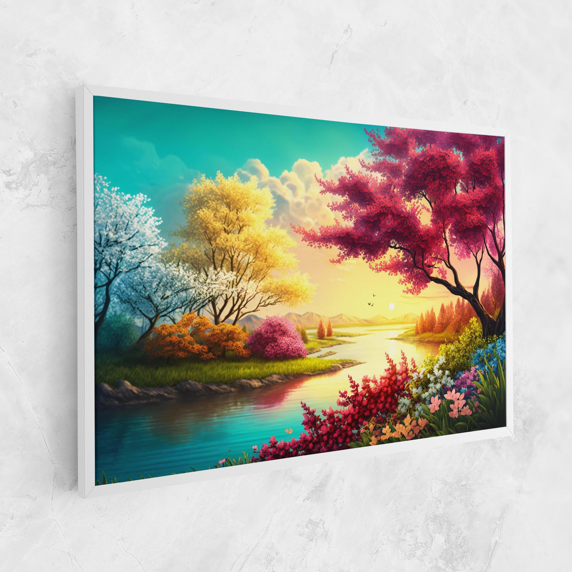 Tablou Canvas Pink Yellow Trees mockup 1