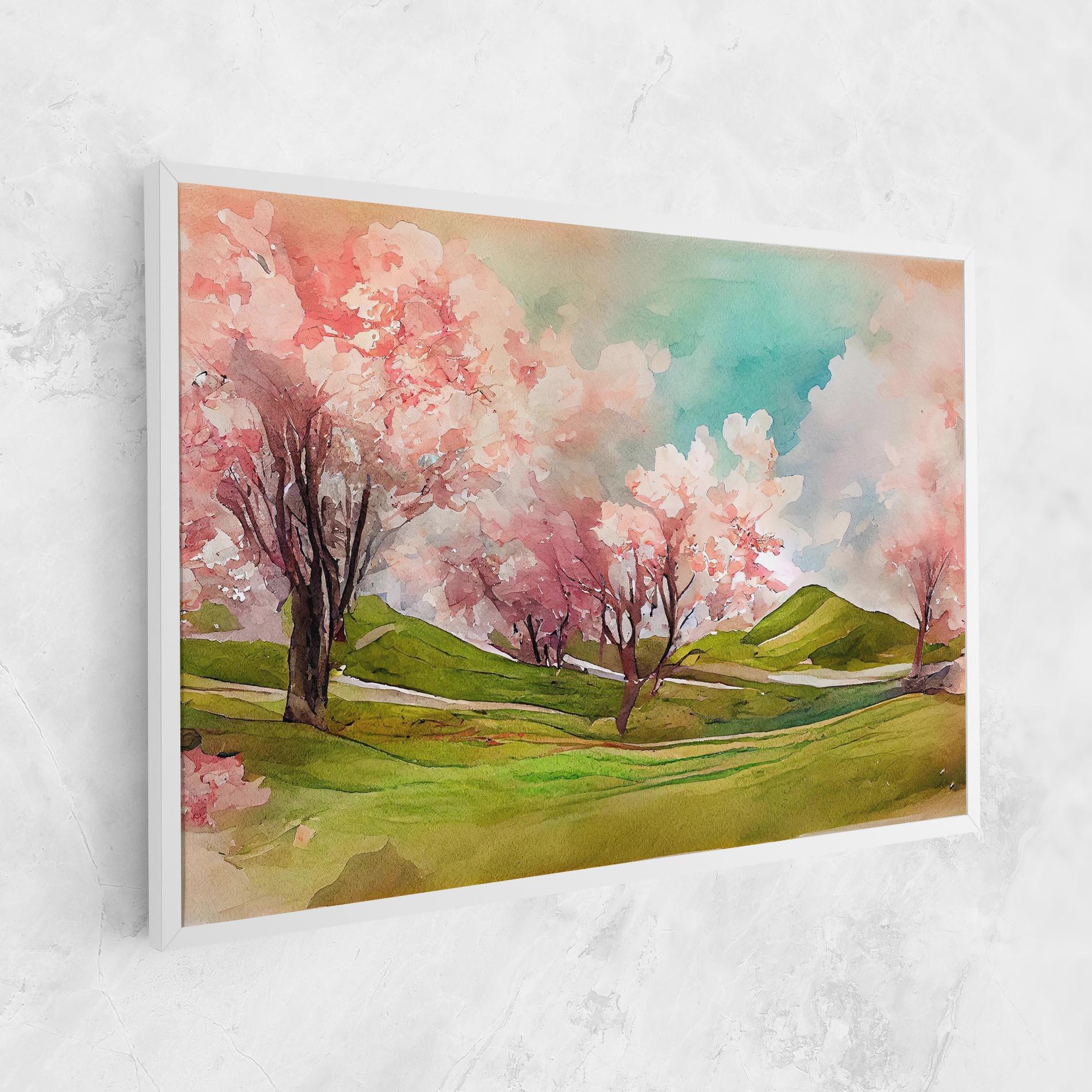 Tablou Canvas Spring Trees Painting mockup 1