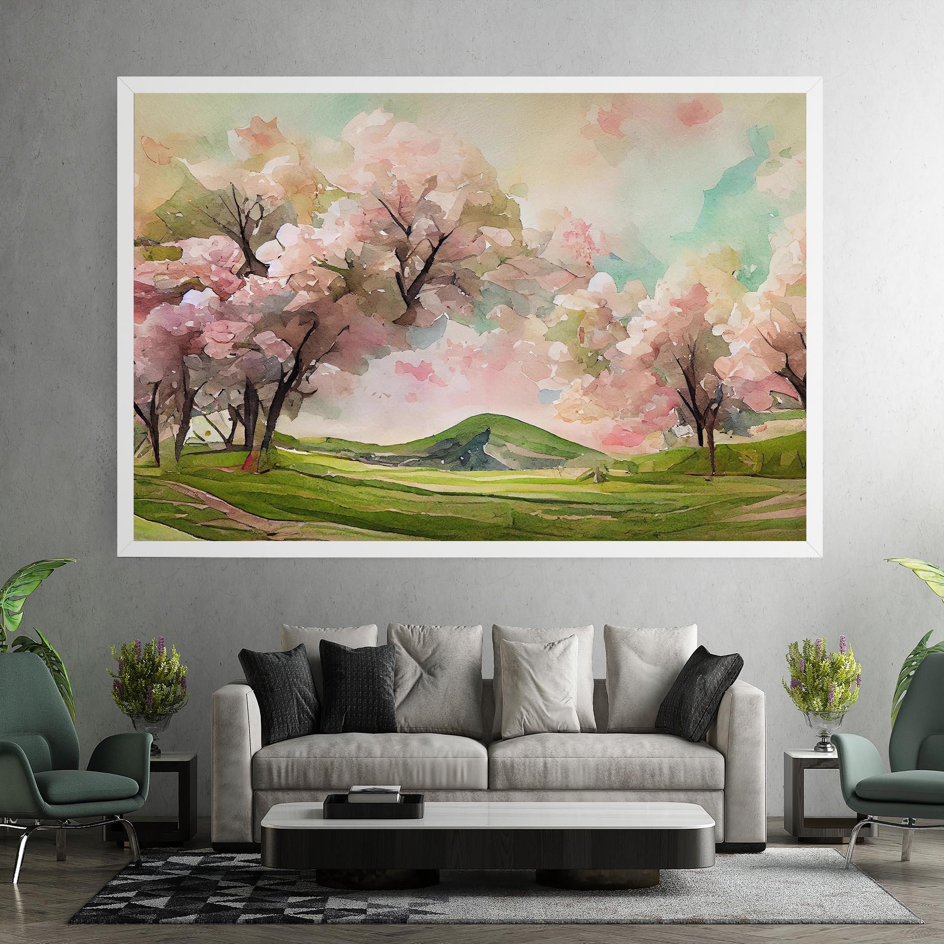 Tablou Canvas Spring Pink Trees mockup 7