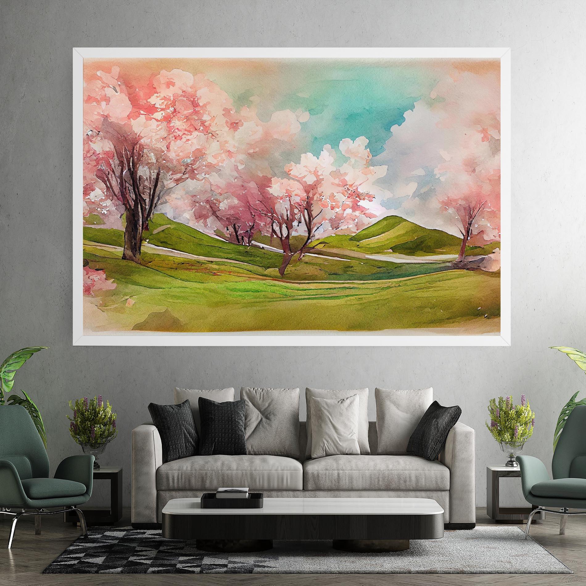 Tablou Canvas Spring Trees Painting mockup 7