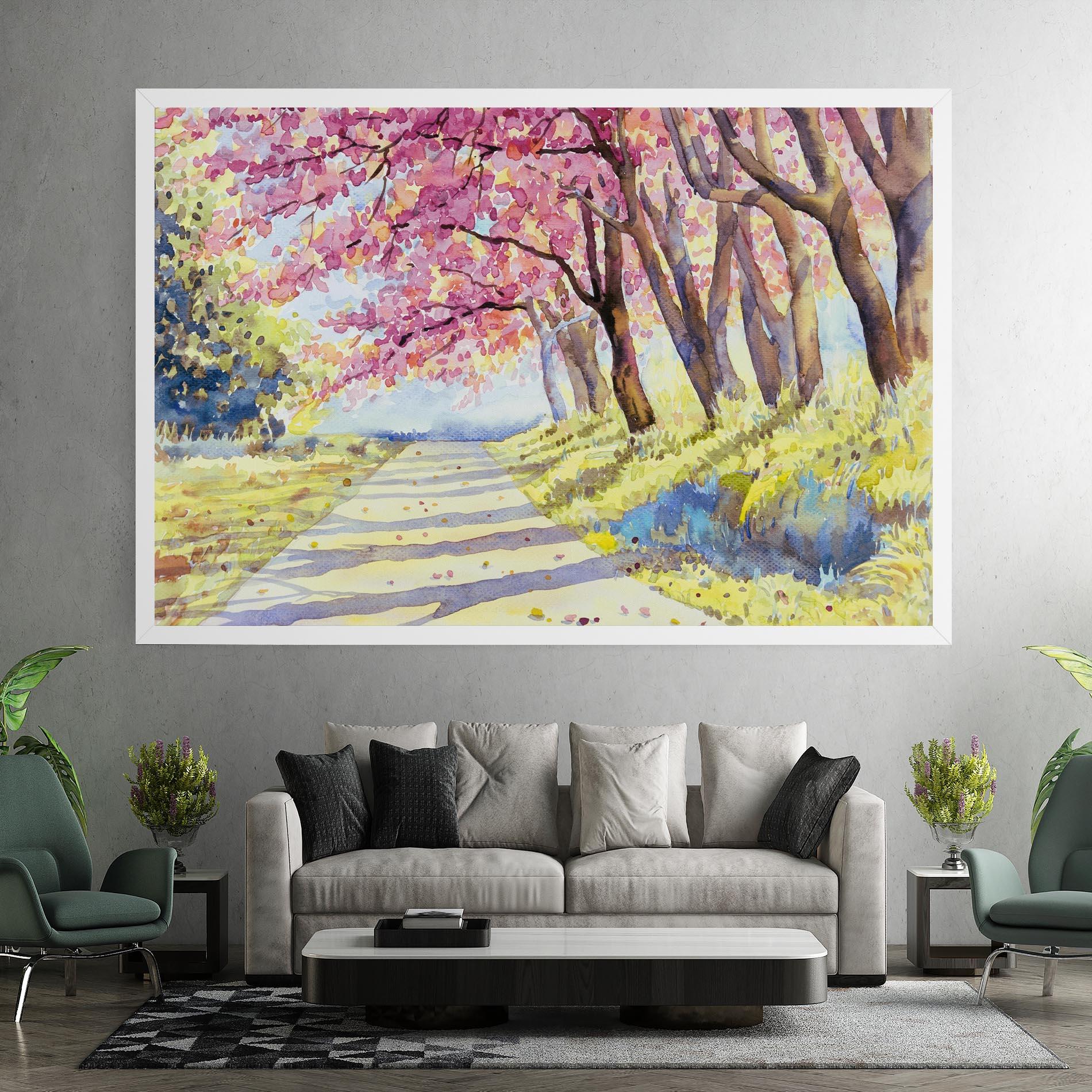 Tablou Canvas Watercolor Spring Landscape mockup 7