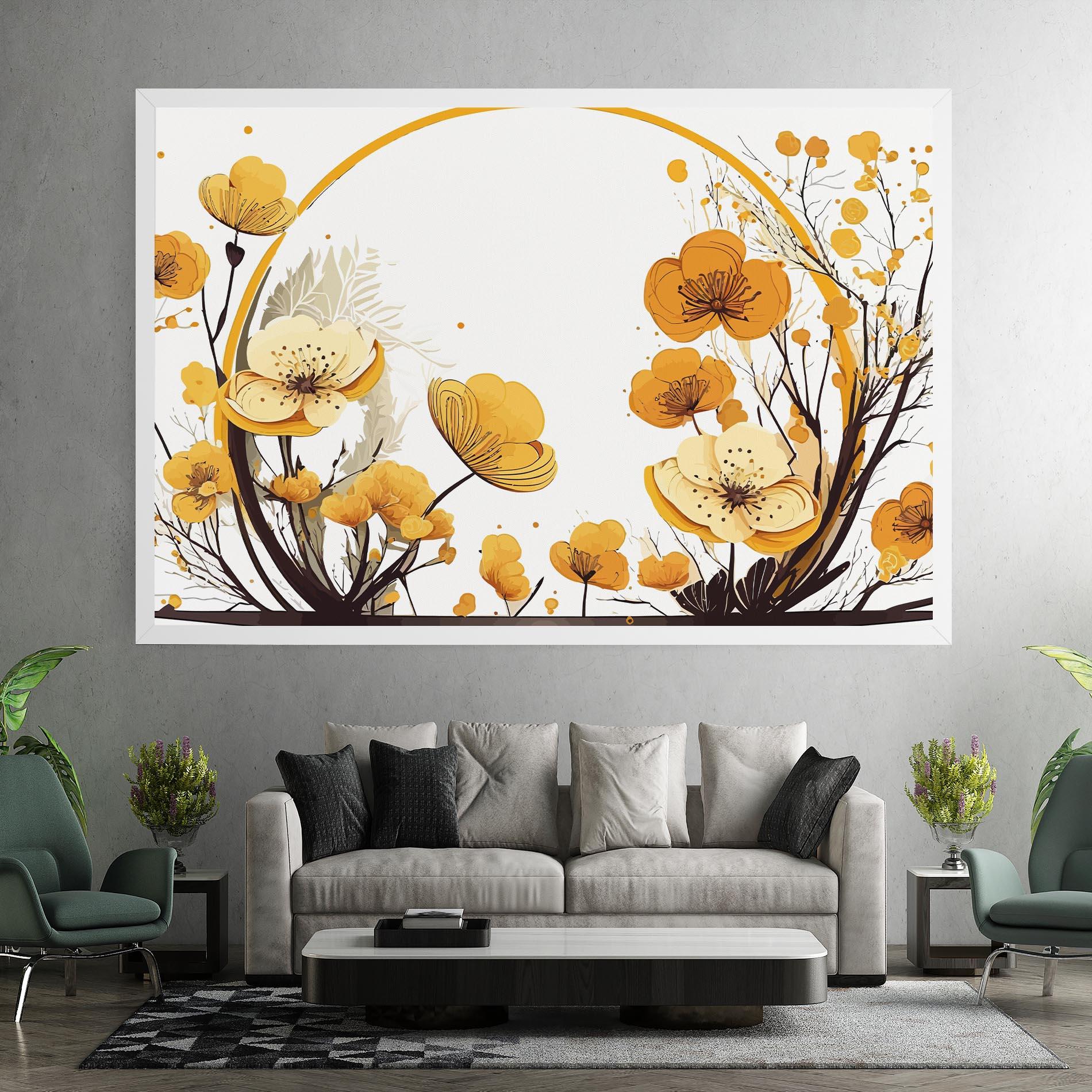 Tablou Canvas Yellow Circle Flowers mockup 7