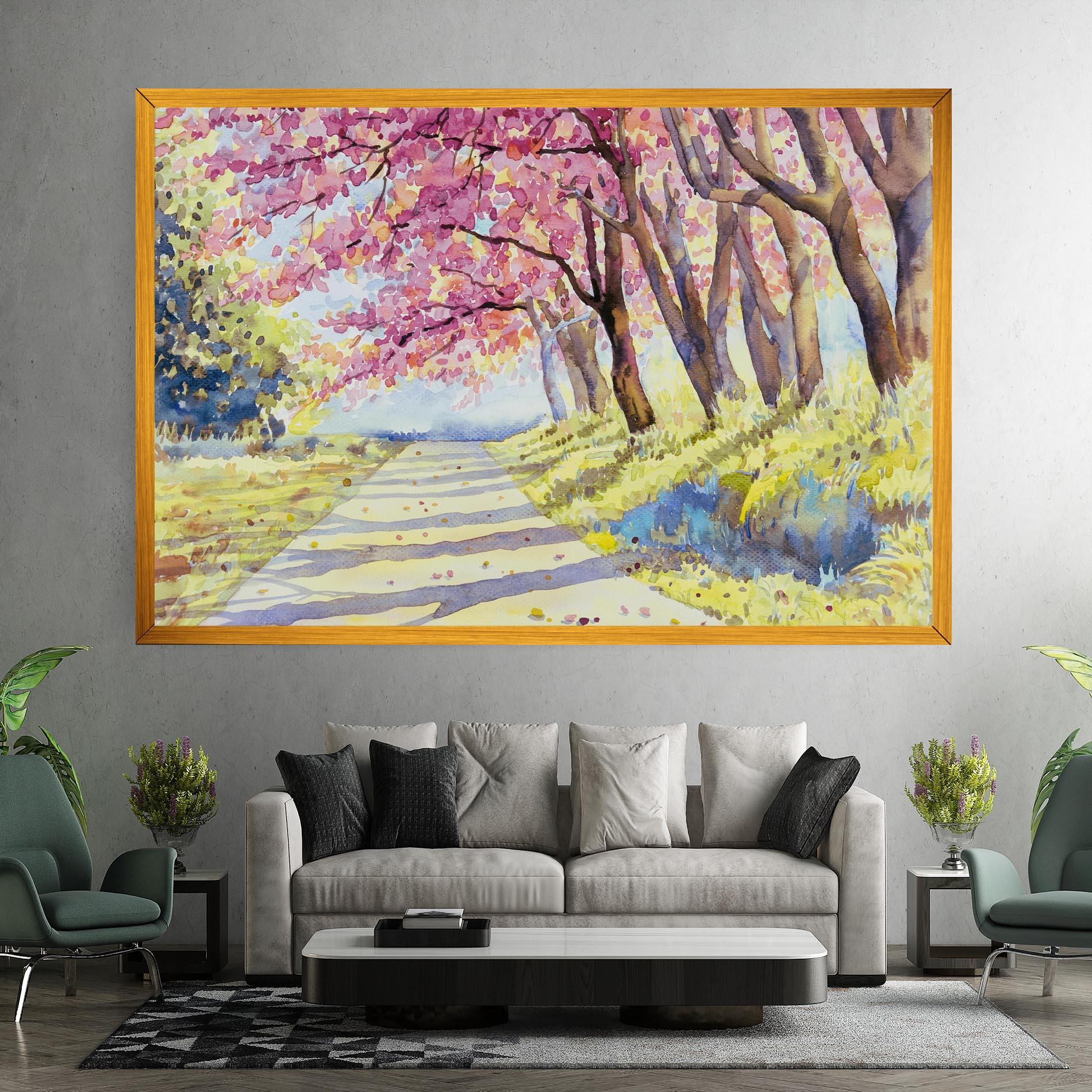 Tablou Canvas Watercolor Spring Landscape mockup 7