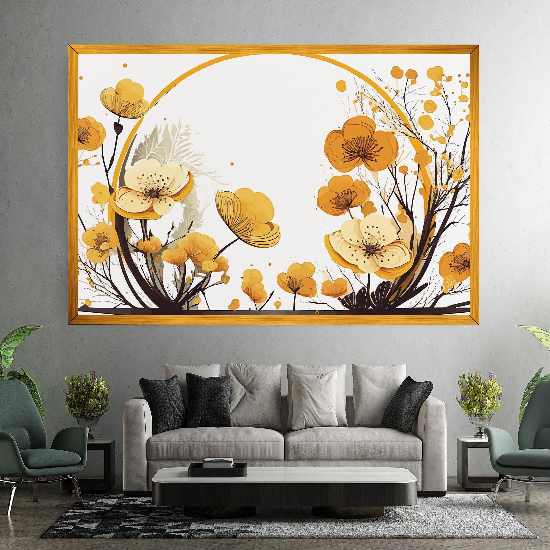 Tablou Canvas Yellow Circle Flowers mockup 7