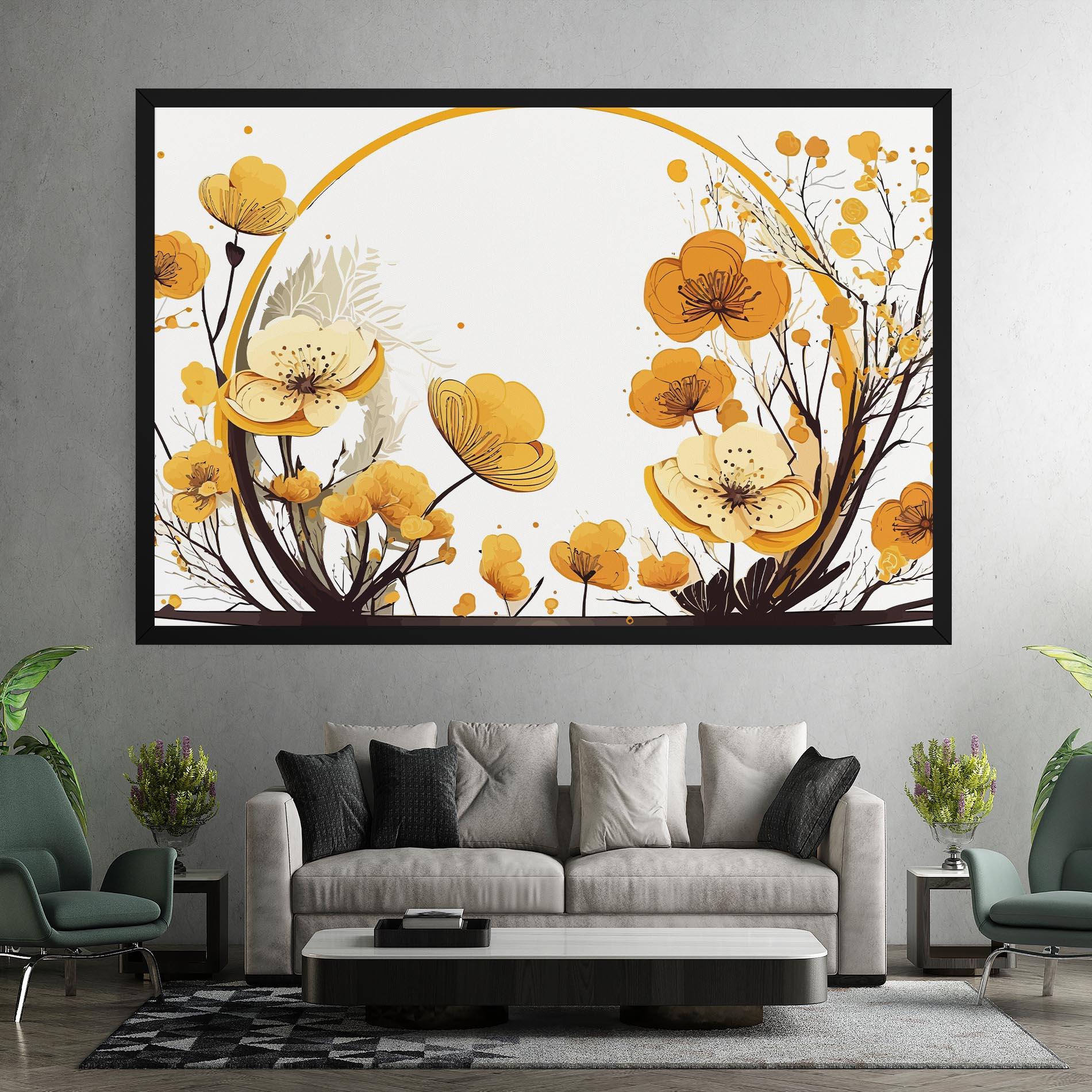 Tablou Canvas Yellow Circle Flowers mockup 7
