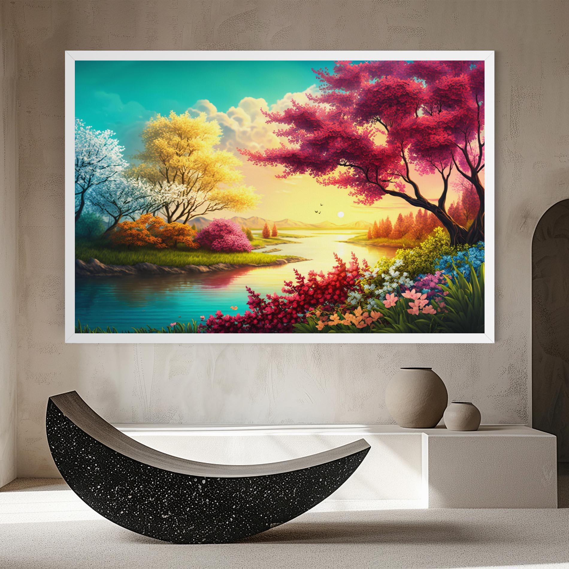 Tablou Canvas Pink Yellow Trees mockup 8