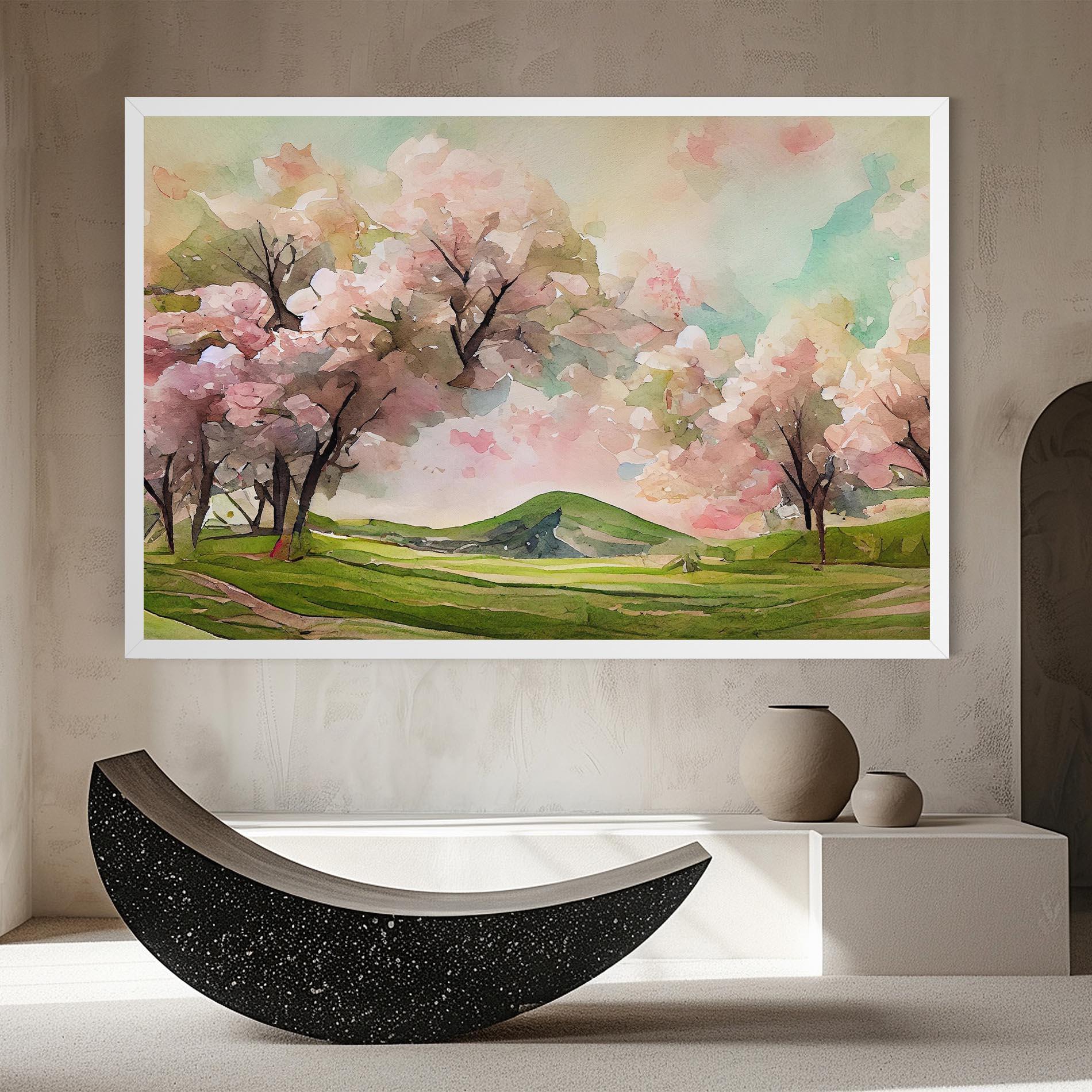 Tablou Canvas Spring Pink Trees mockup 8
