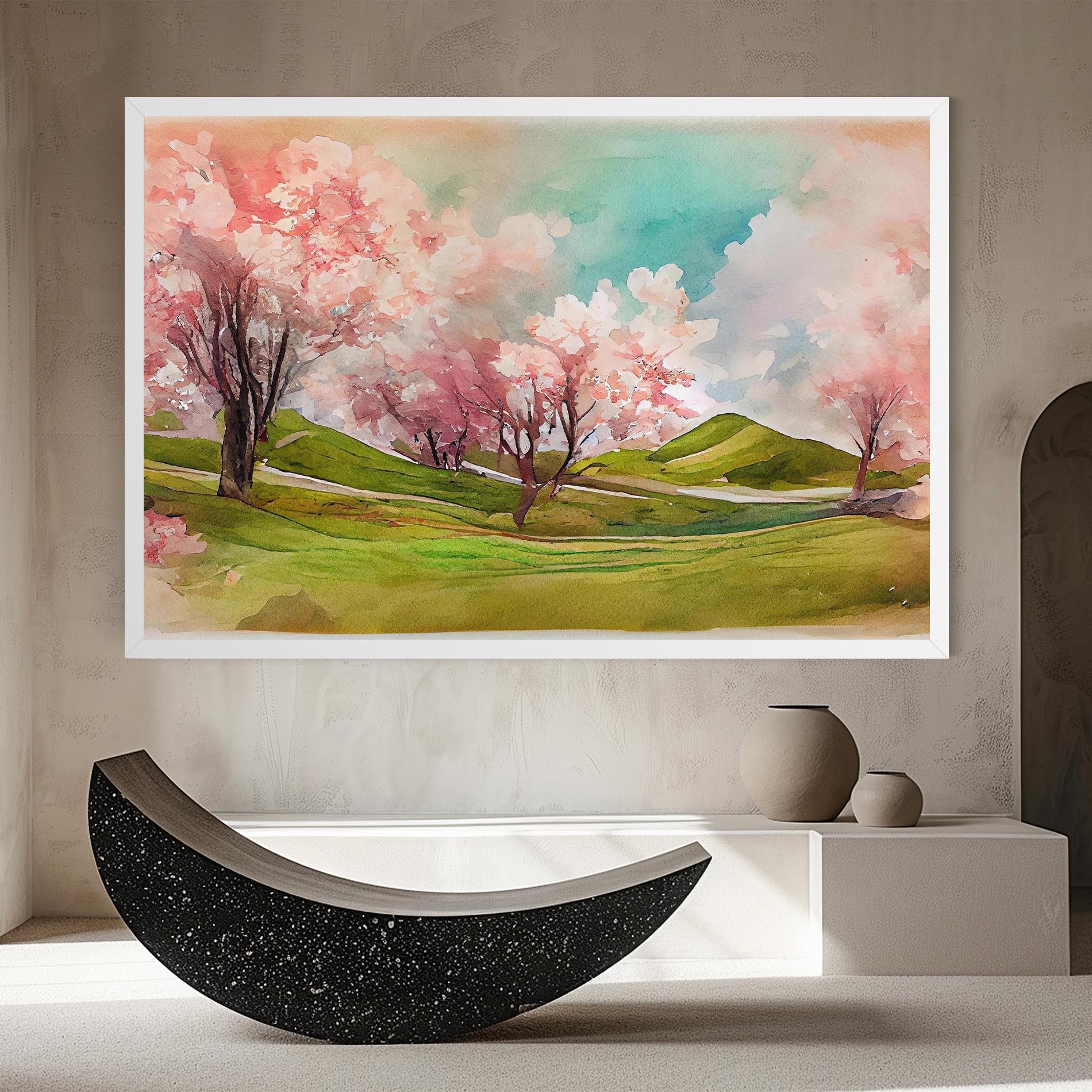 Tablou Canvas Spring Trees Painting mockup 8
