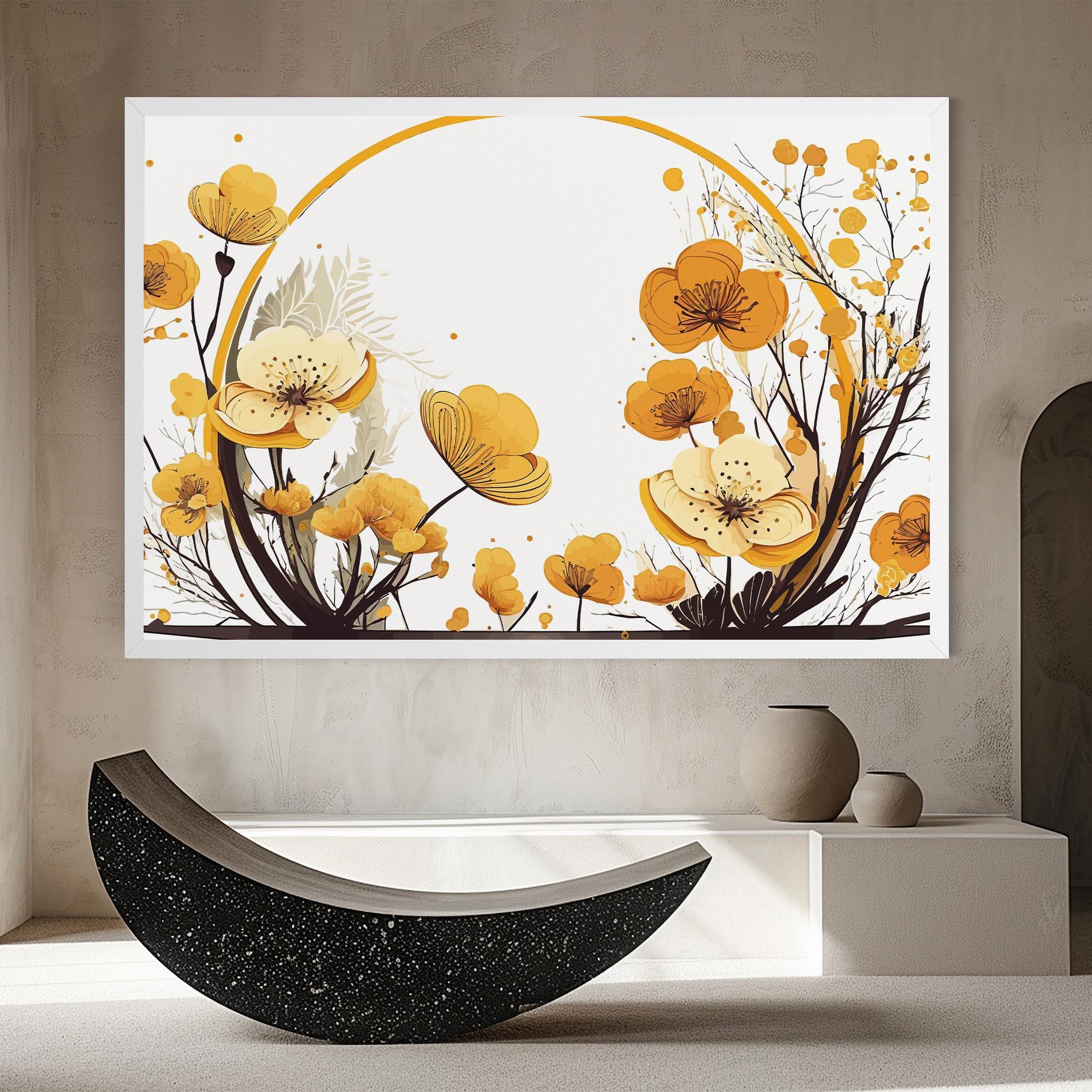 Tablou Canvas Yellow Circle Flowers mockup 8