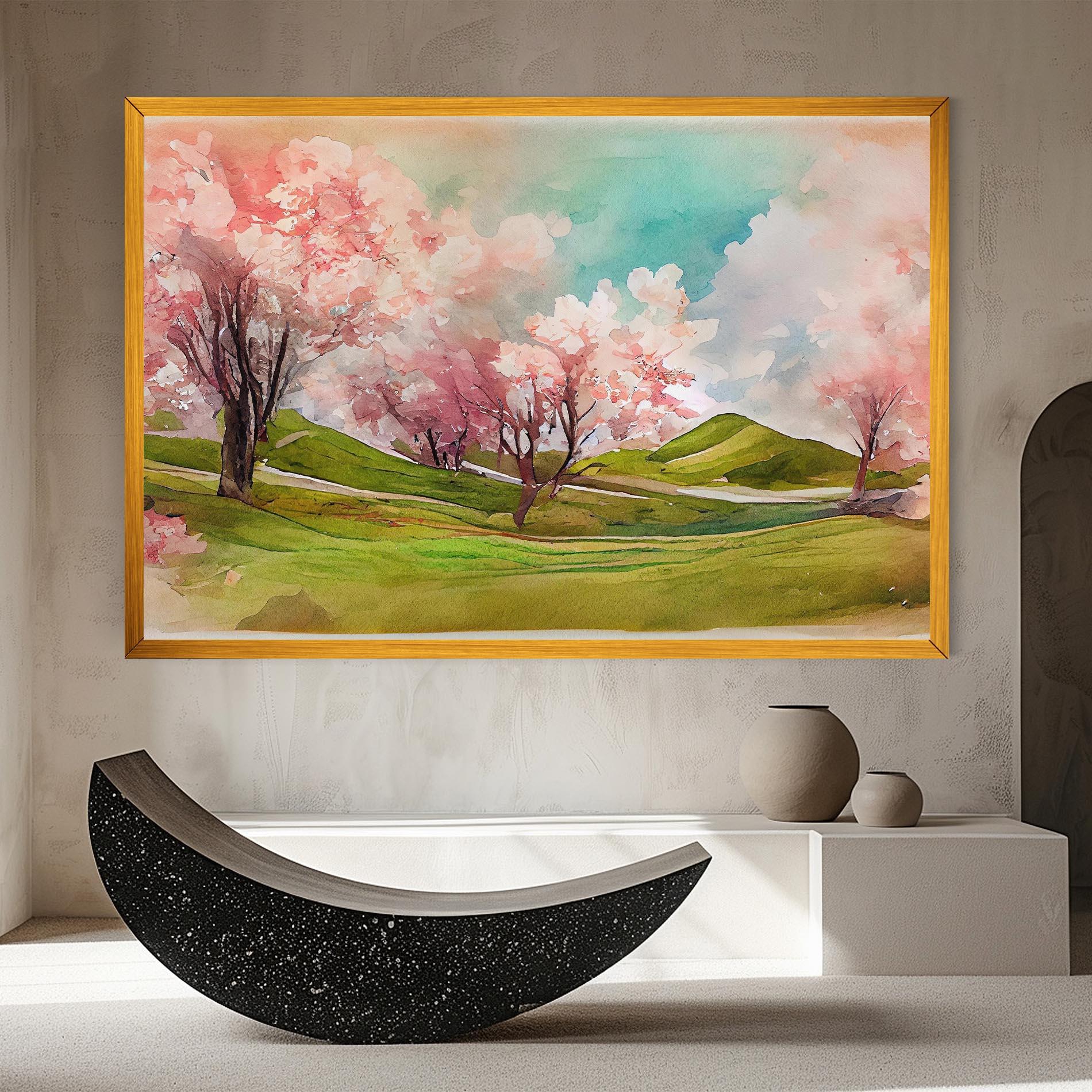 Tablou Canvas Spring Trees Painting mockup 8
