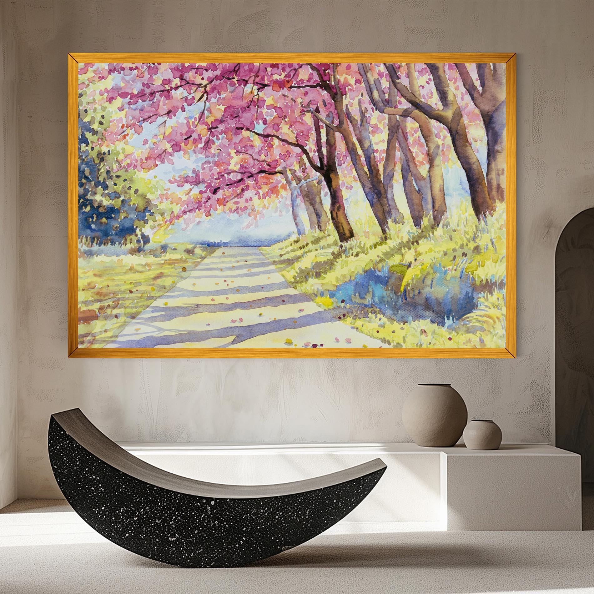 Tablou Canvas Watercolor Spring Landscape mockup 8