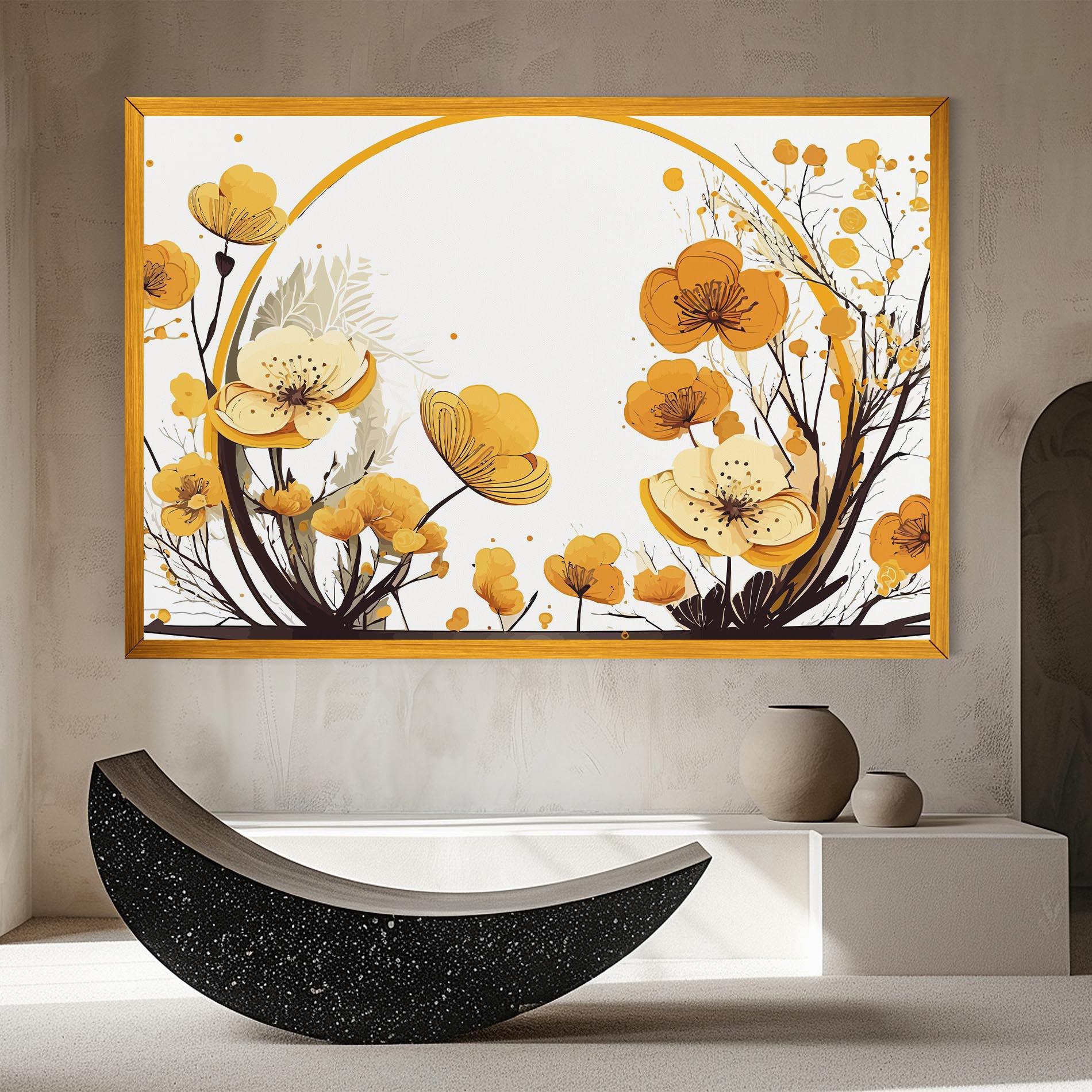 Tablou Canvas Yellow Circle Flowers mockup 8