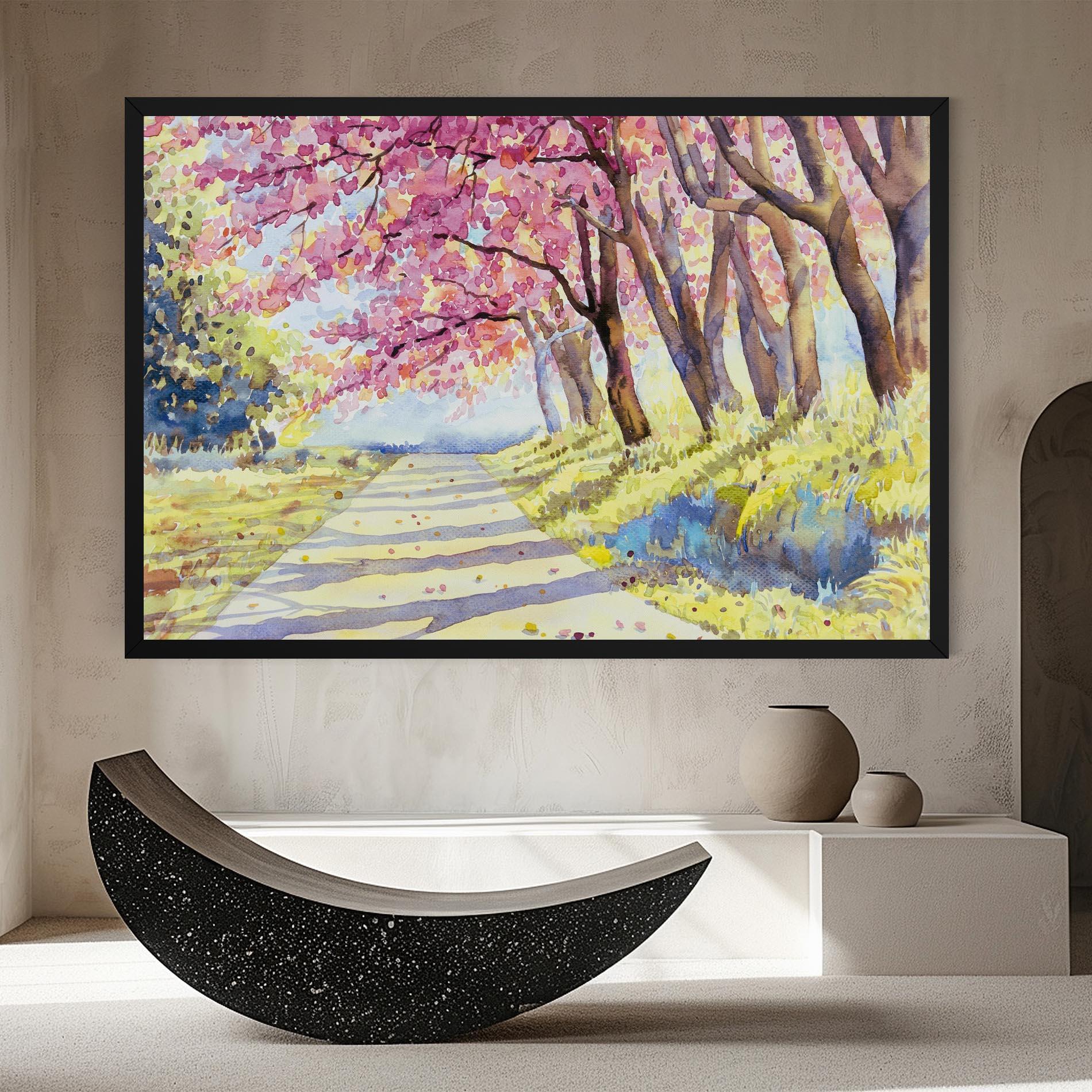 Tablou Canvas Watercolor Spring Landscape mockup 8