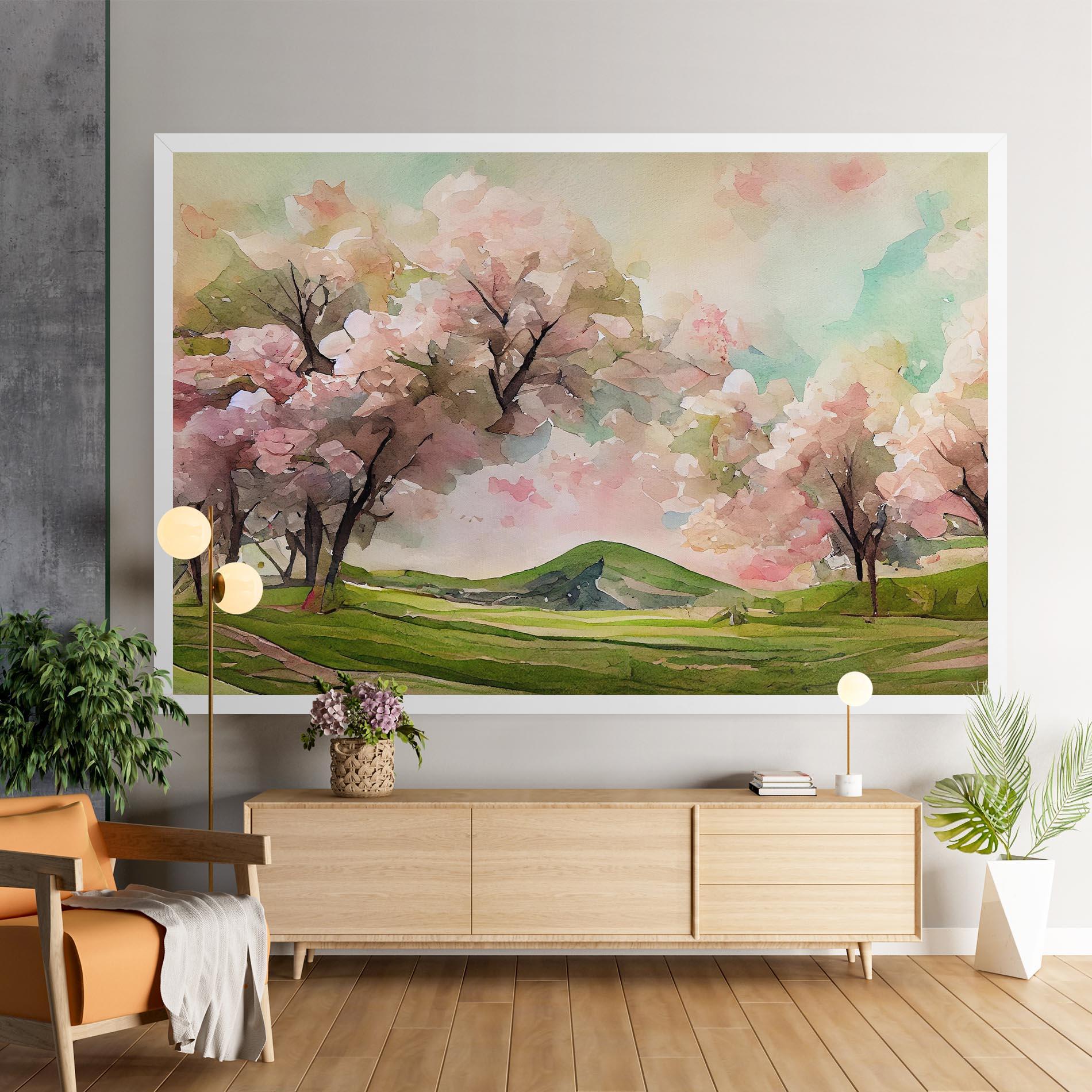 Tablou Canvas Spring Pink Trees mockup 9