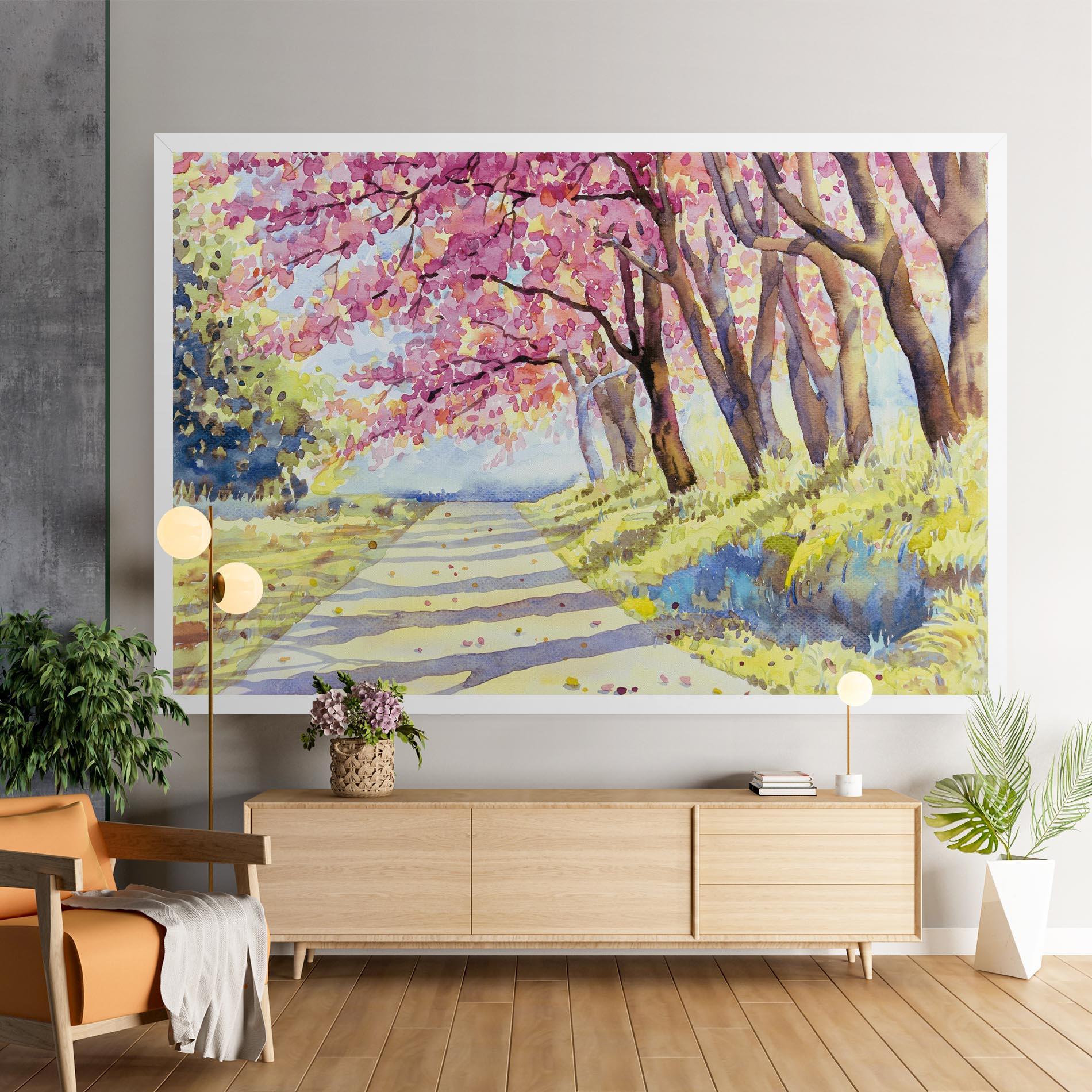 Tablou Canvas Watercolor Spring Landscape mockup 9