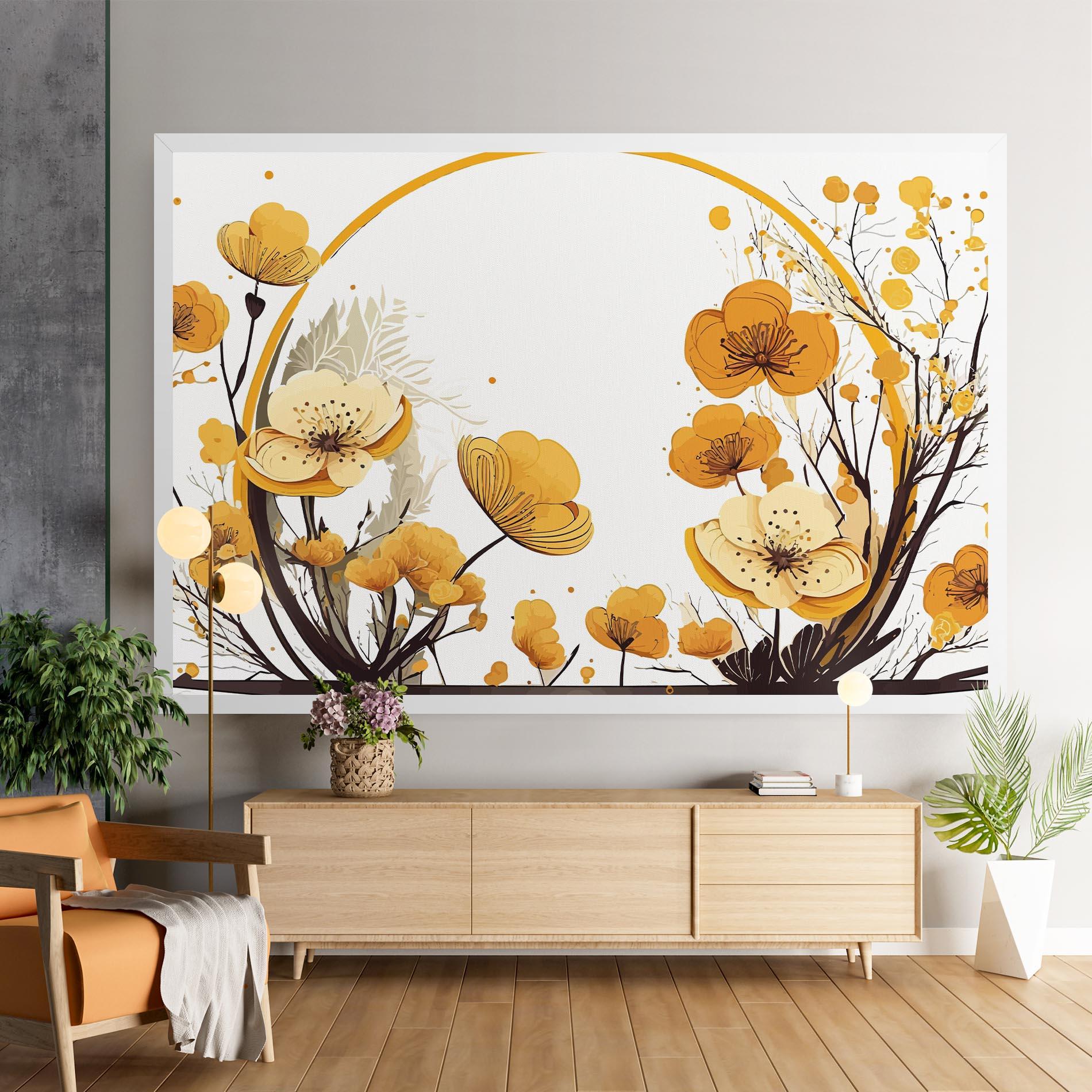 Tablou Canvas Yellow Circle Flowers mockup 9