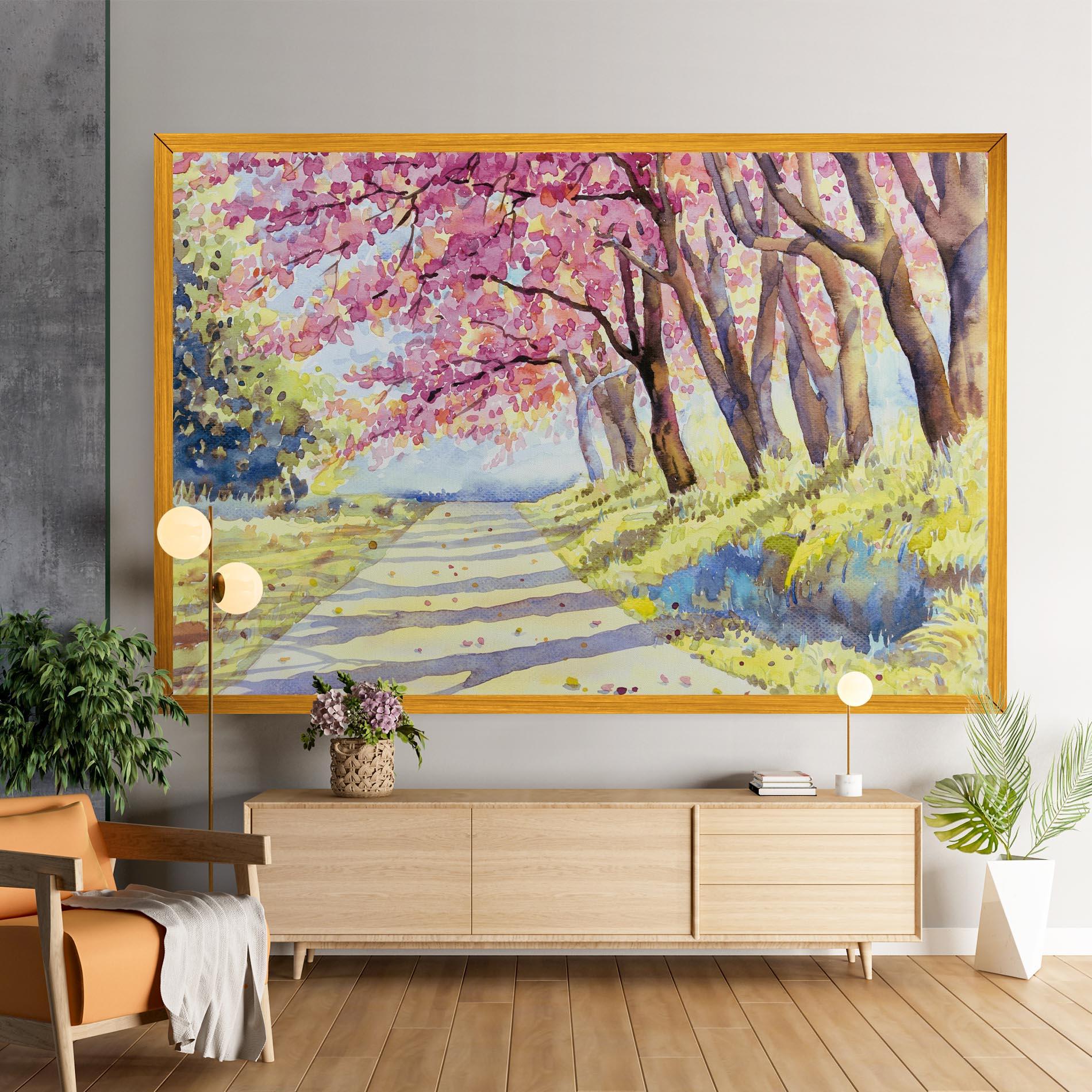 Tablou Canvas Watercolor Spring Landscape mockup 9