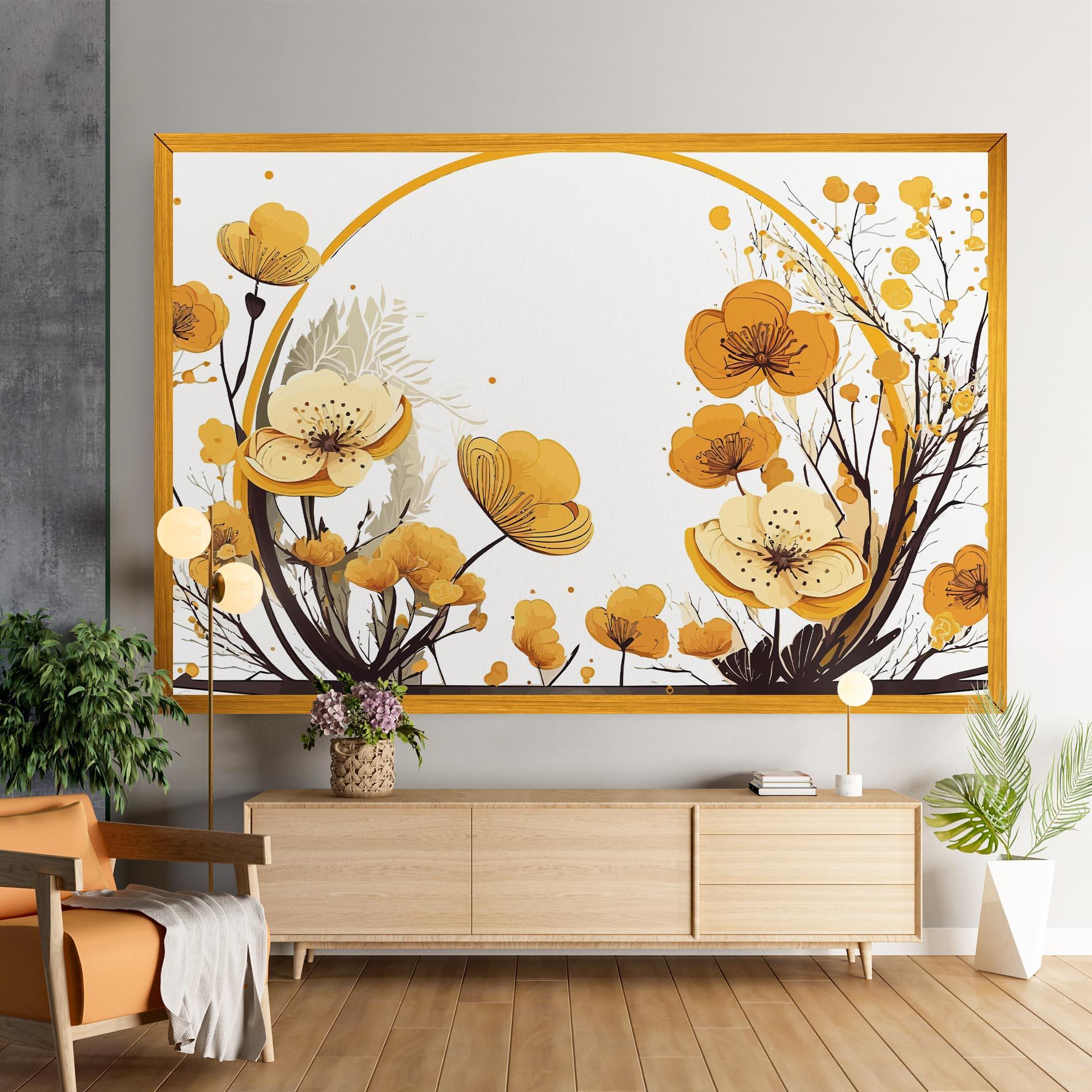 Tablou Canvas Yellow Circle Flowers mockup 9