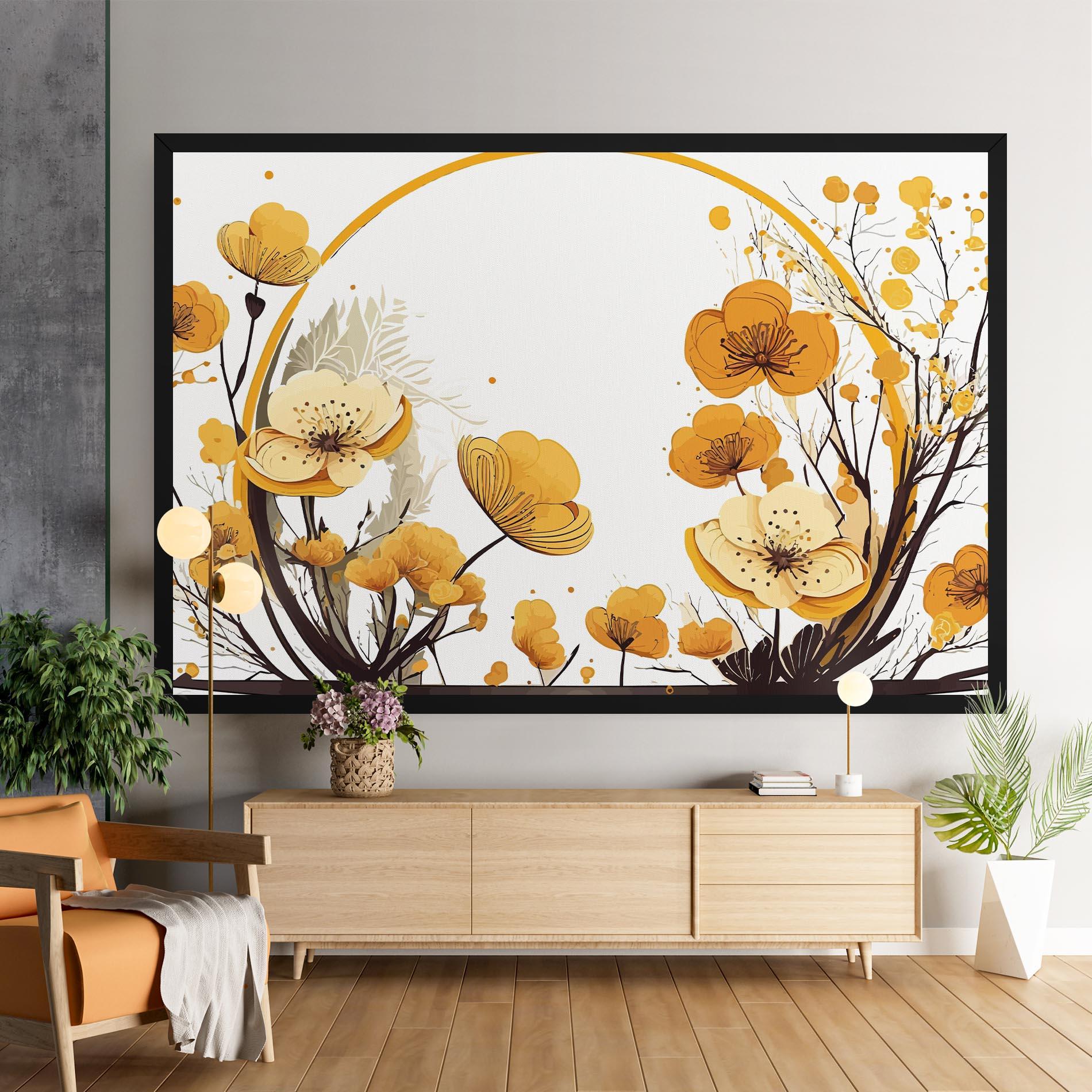 Tablou Canvas Yellow Circle Flowers mockup 9