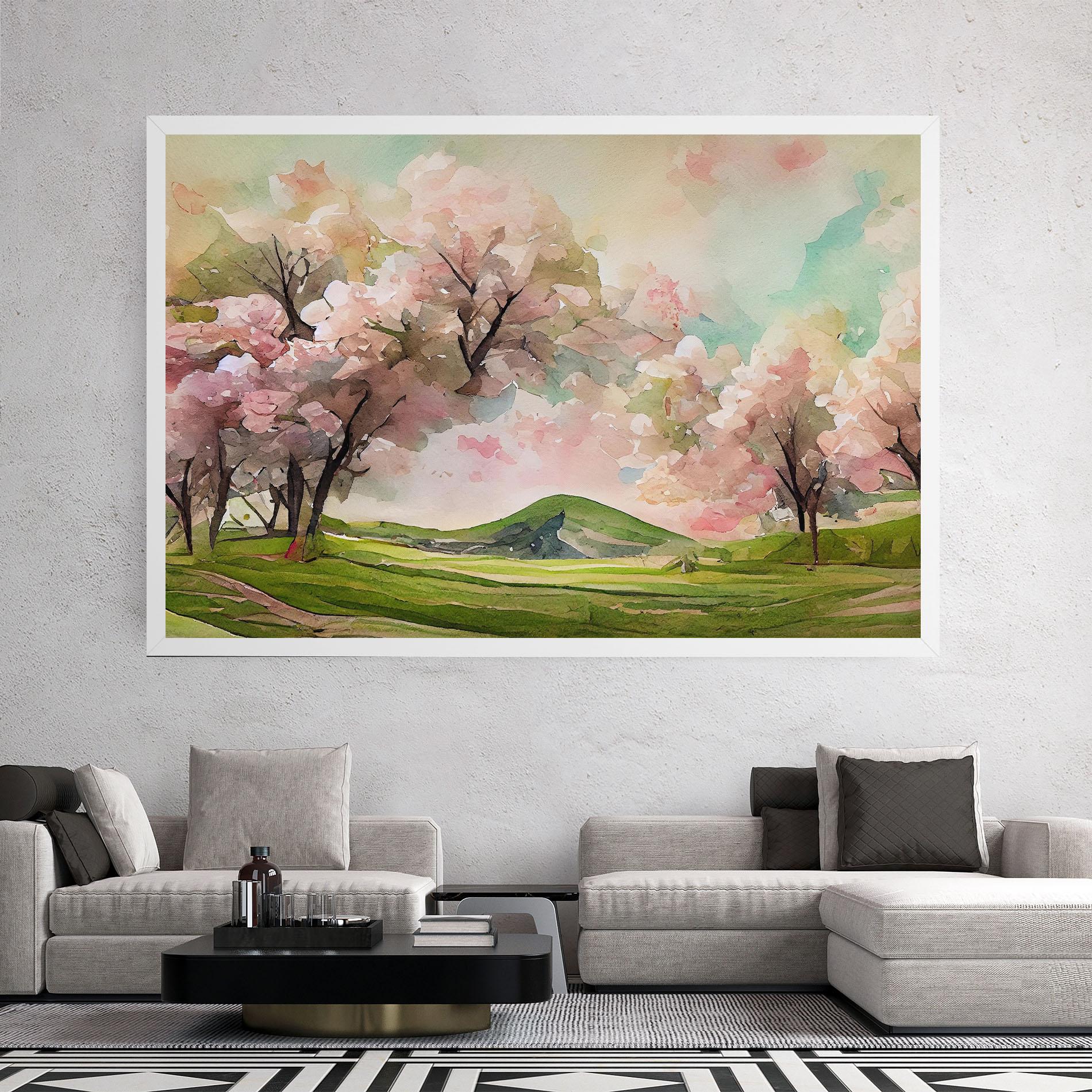 Tablou Canvas Spring Pink Trees mockup 2