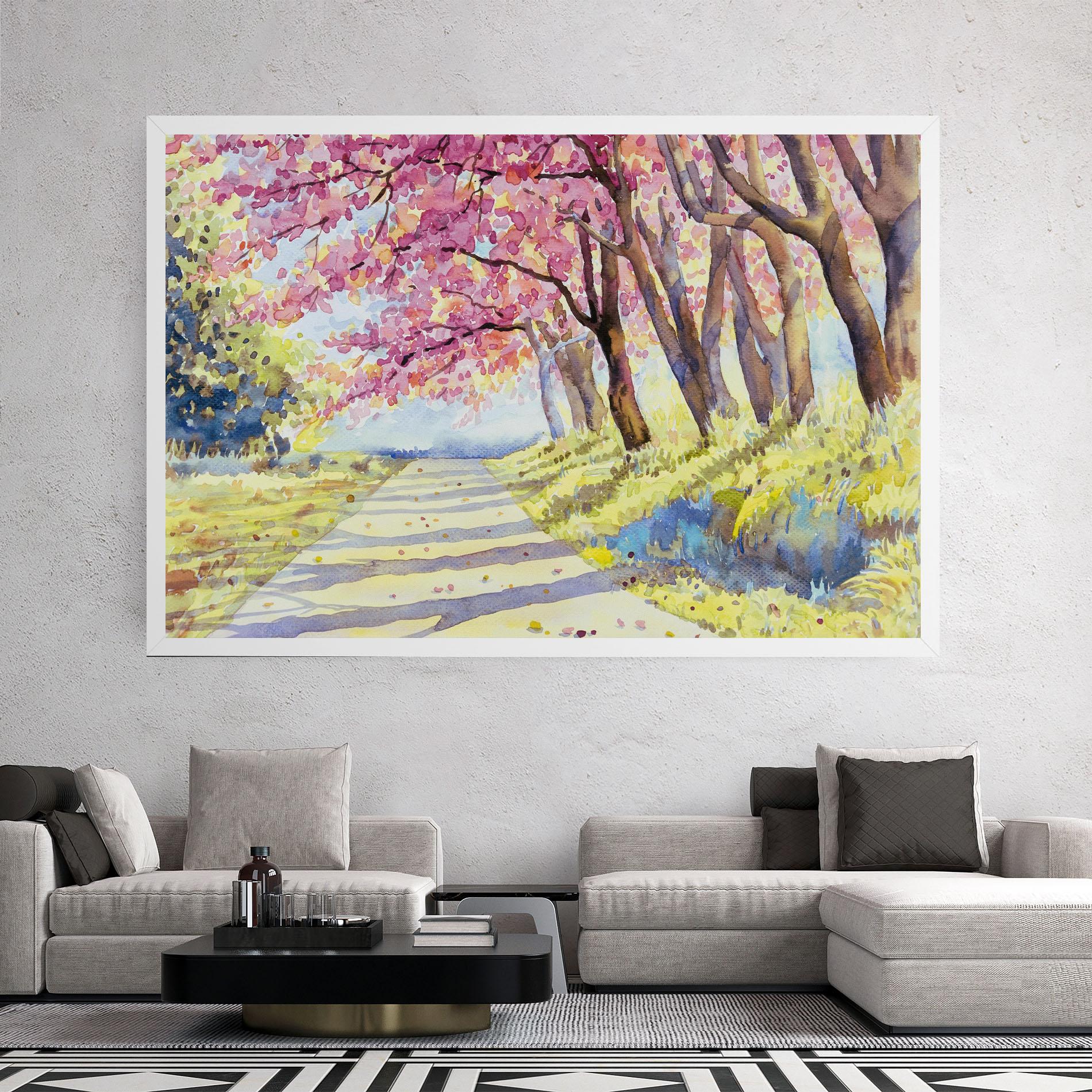 Tablou Canvas Watercolor Spring Landscape mockup 2