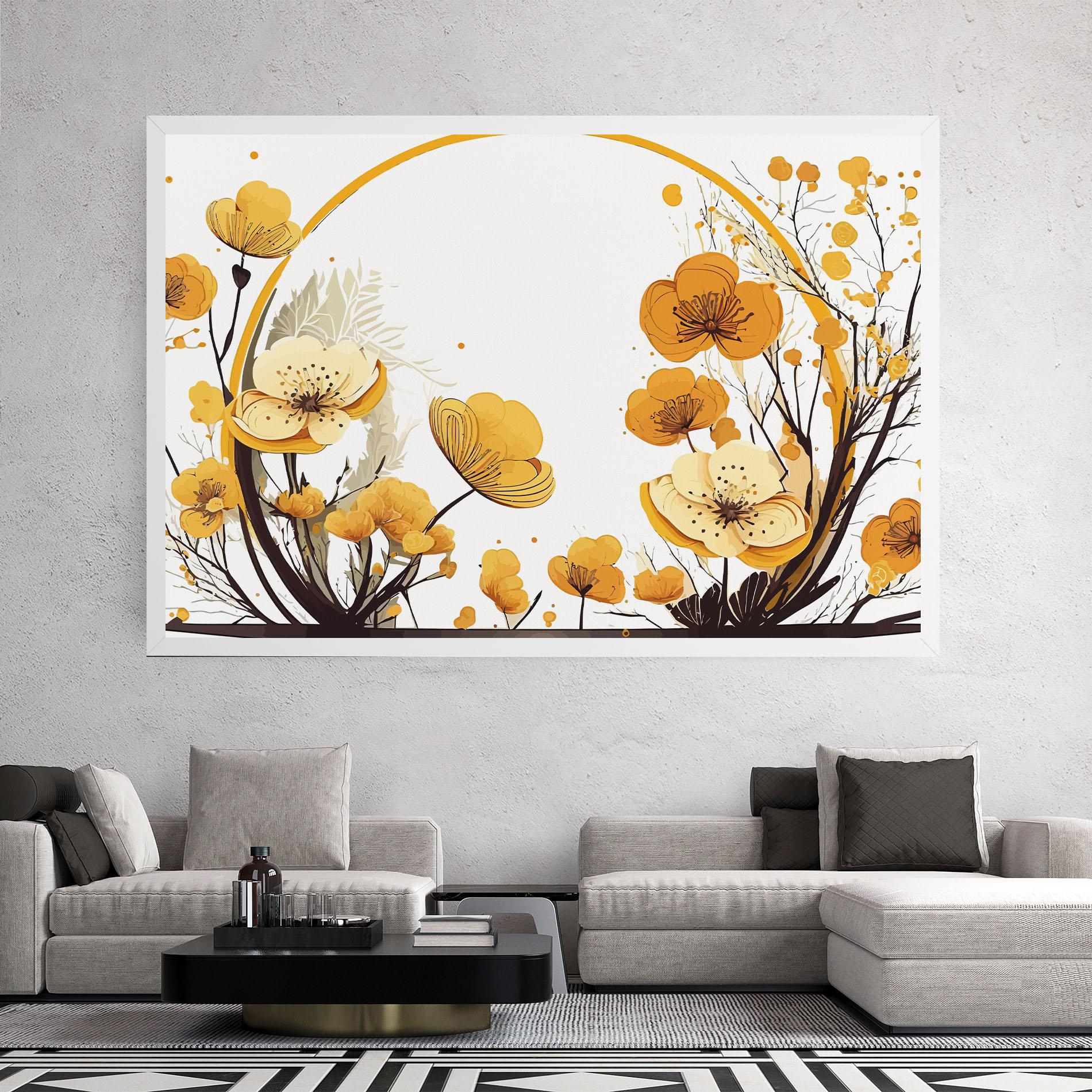Tablou Canvas Yellow Circle Flowers mockup 2