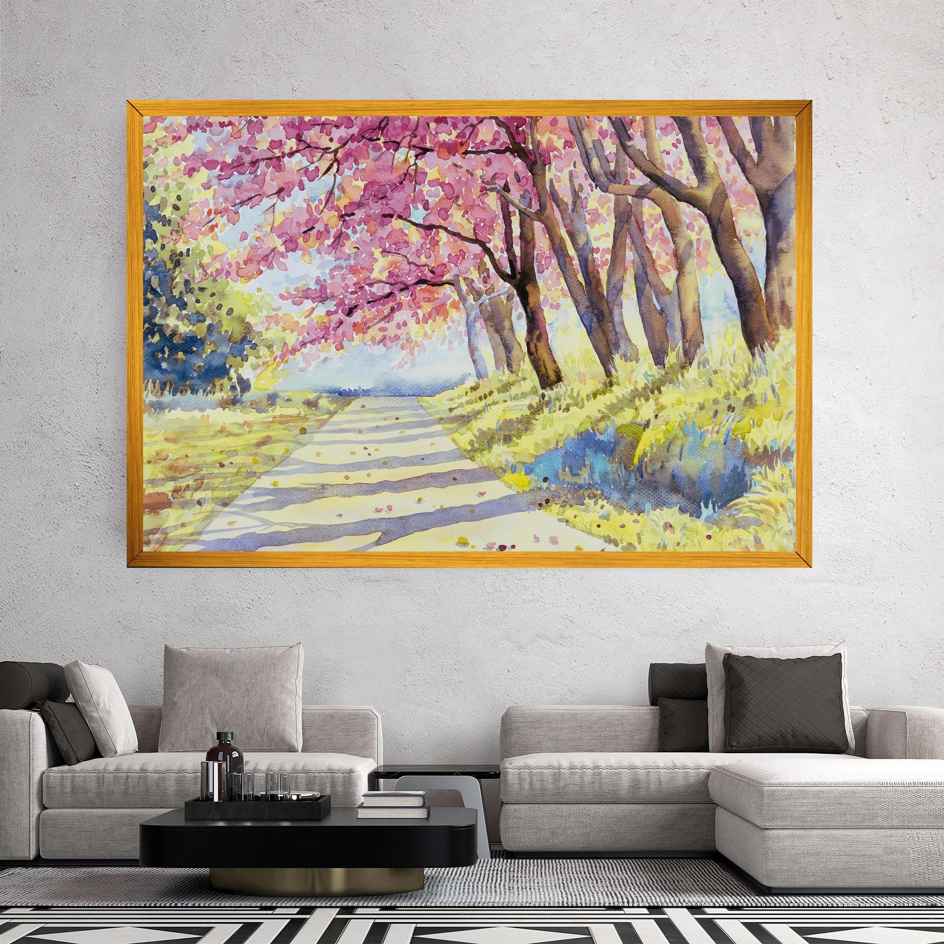 Tablou Canvas Watercolor Spring Landscape mockup 2