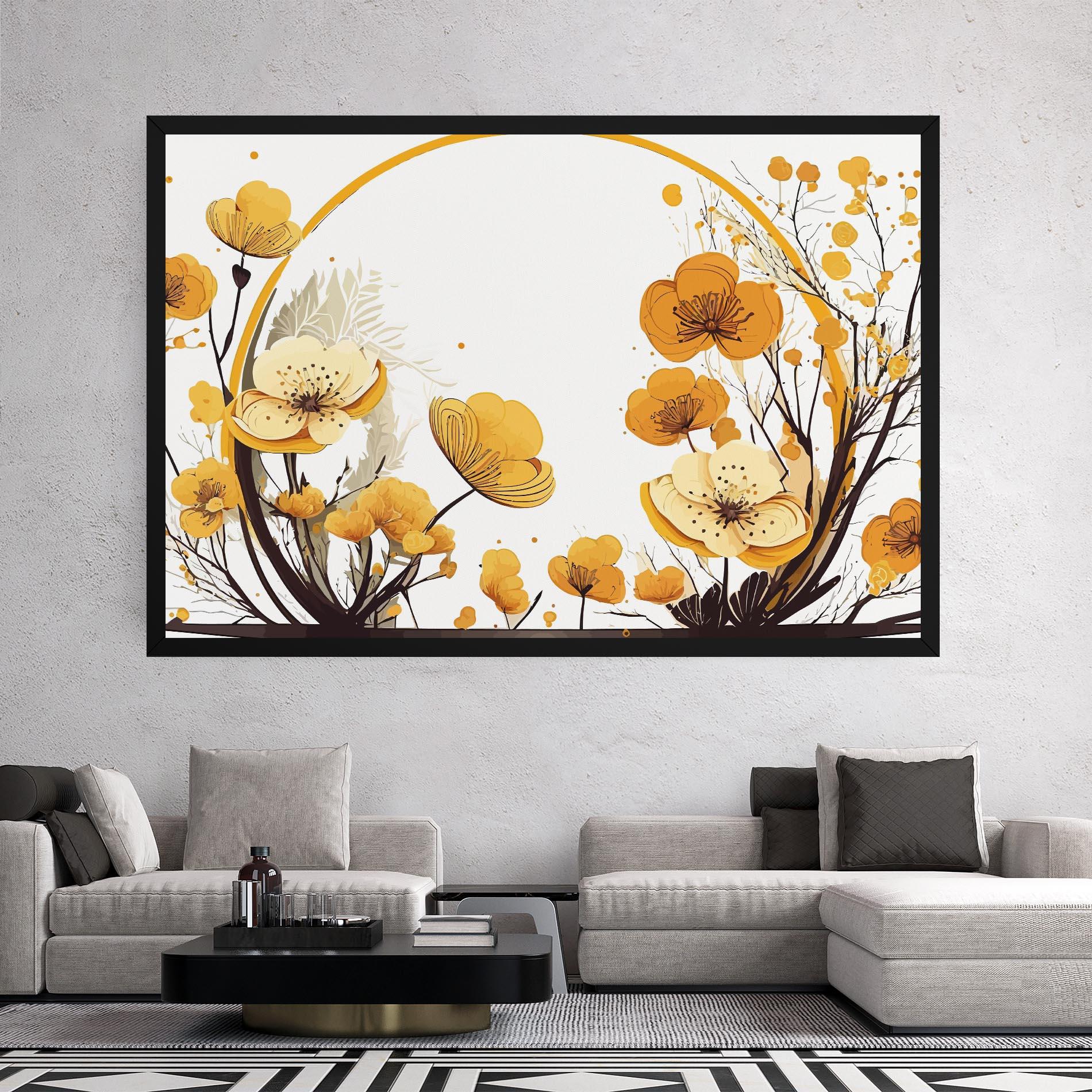 Tablou Canvas Yellow Circle Flowers mockup 2