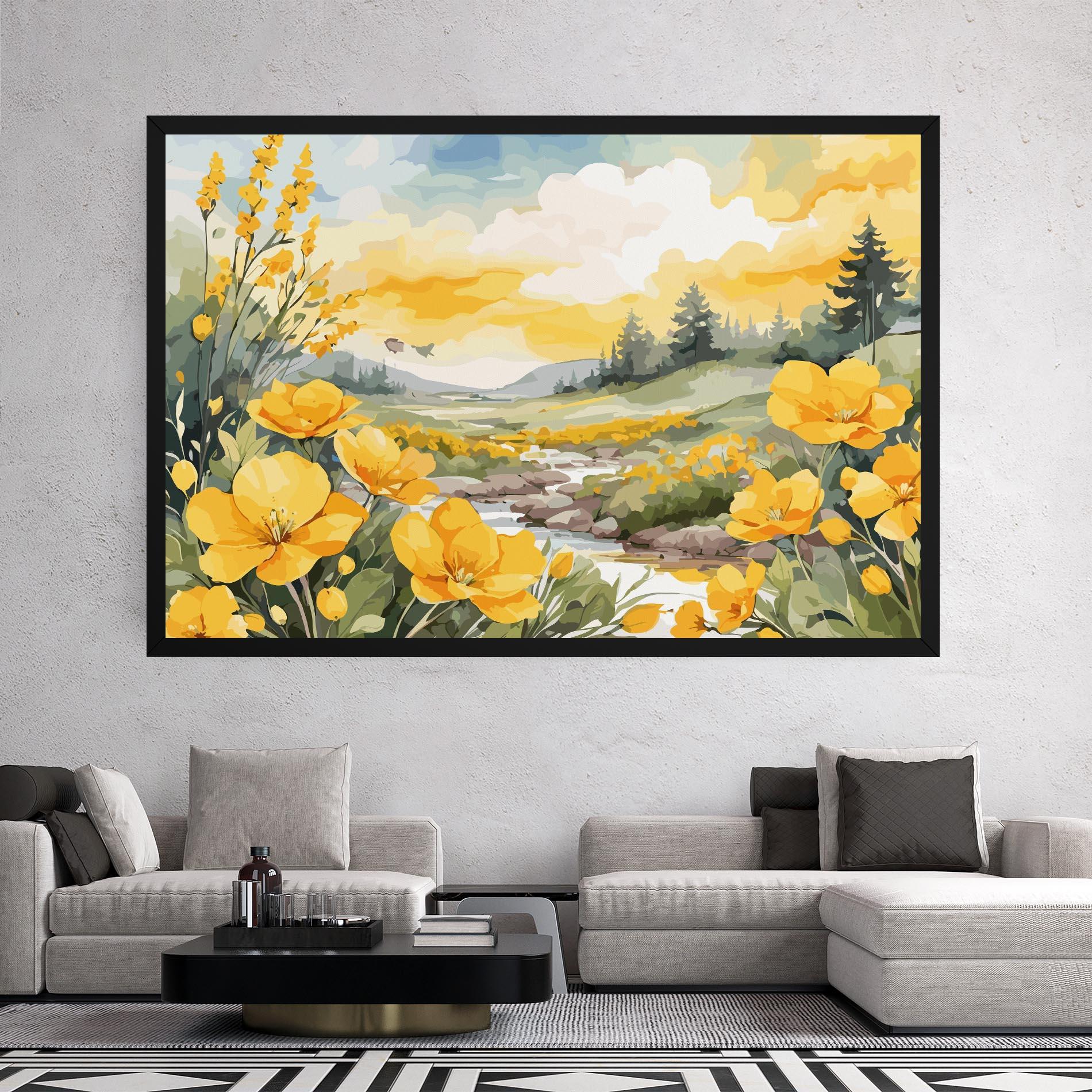 Tablou Canvas Yellow Spring Flower mockup 2