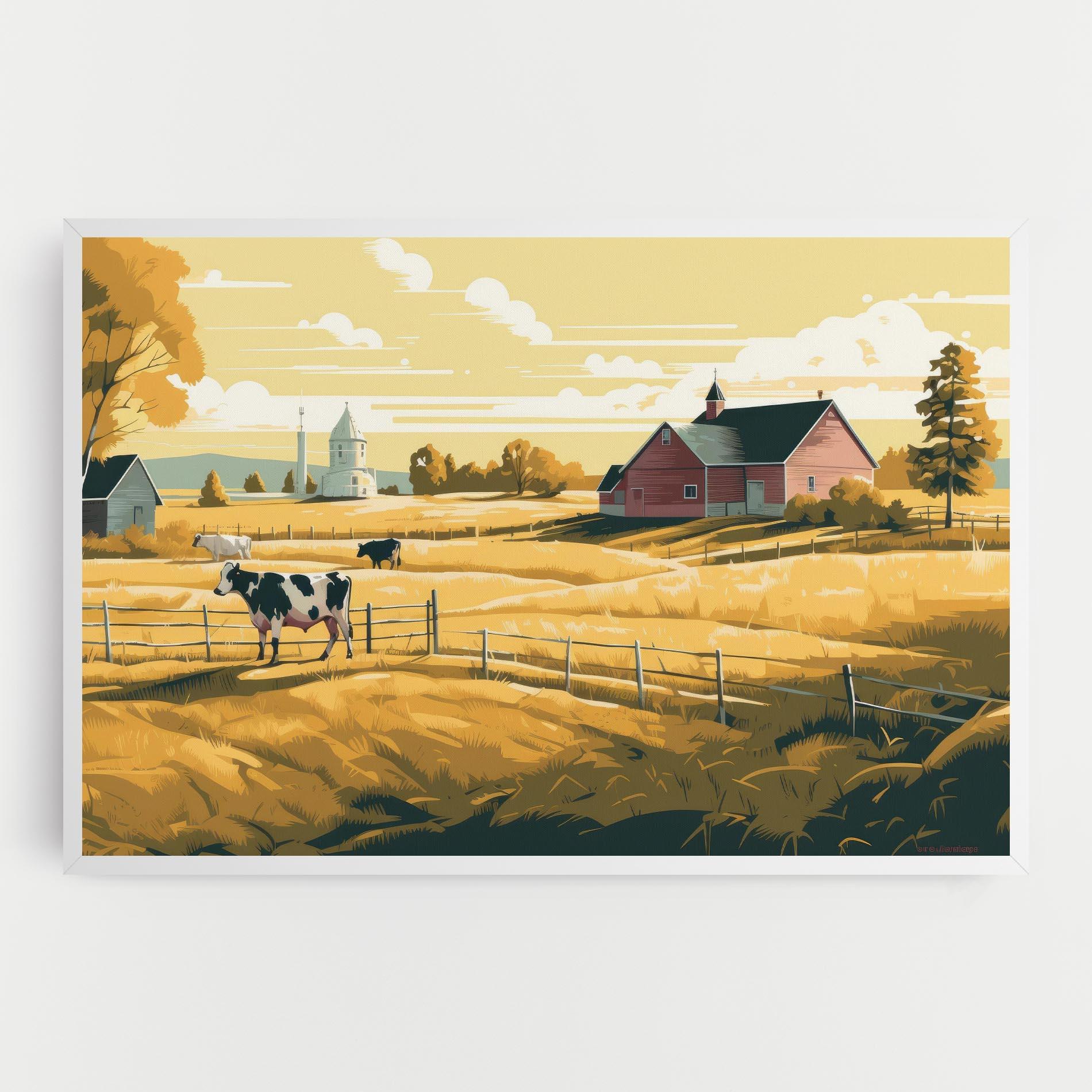 Tablou Canvas Cows Sunlight Farm mockup 0
