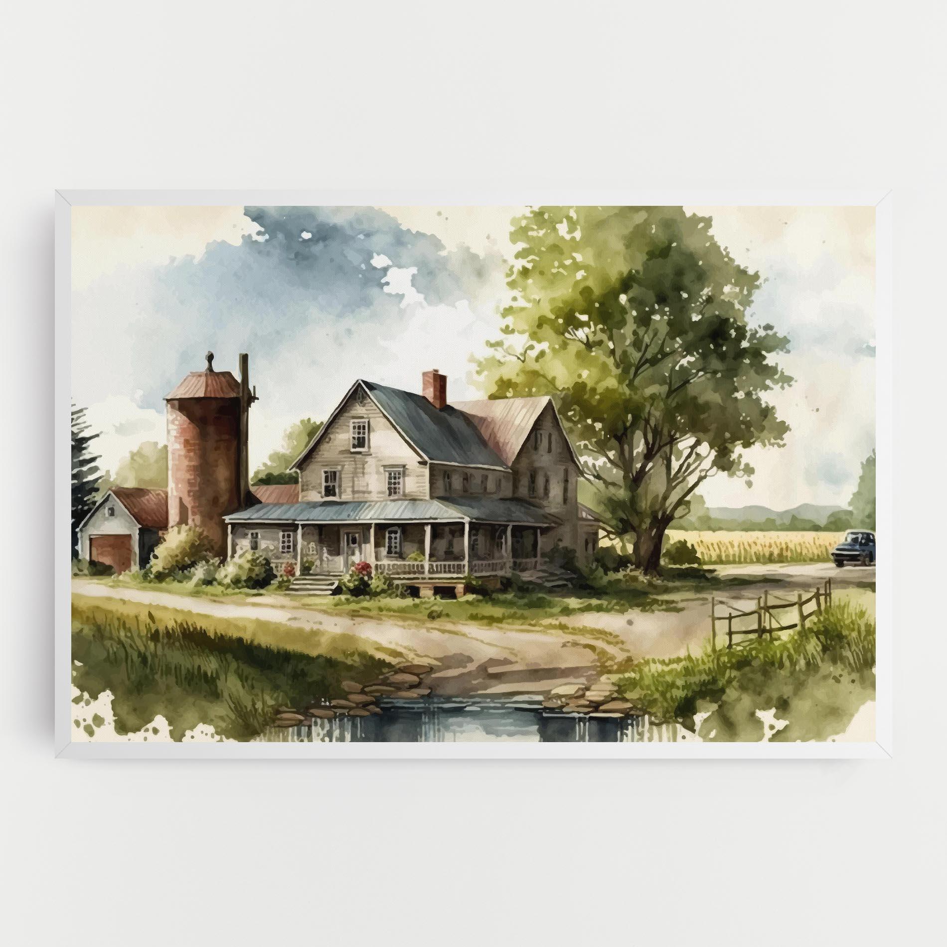 Tablou Canvas Farm Blue Car mockup 0