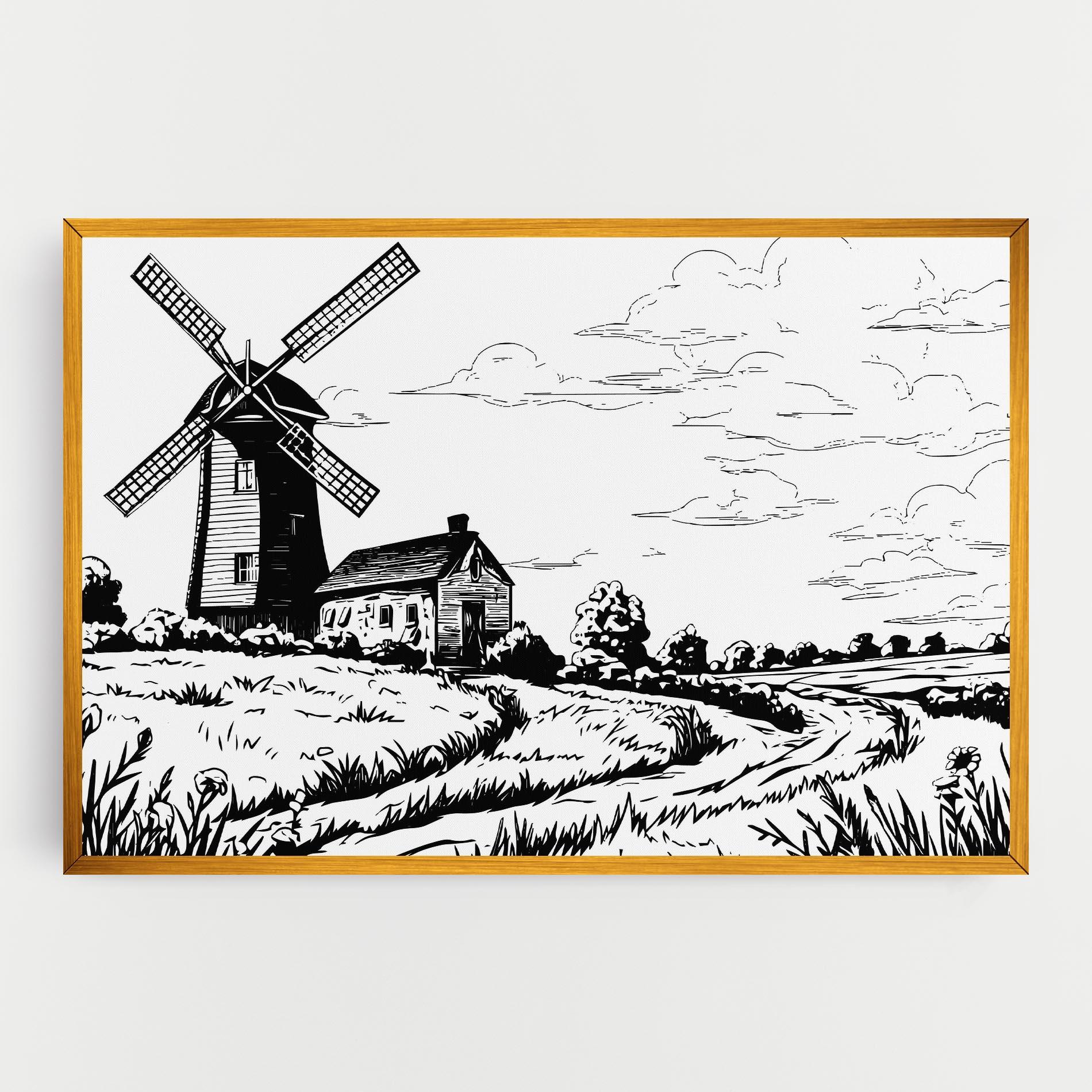 Tablou Canvas Black Line Wheat mockup 0