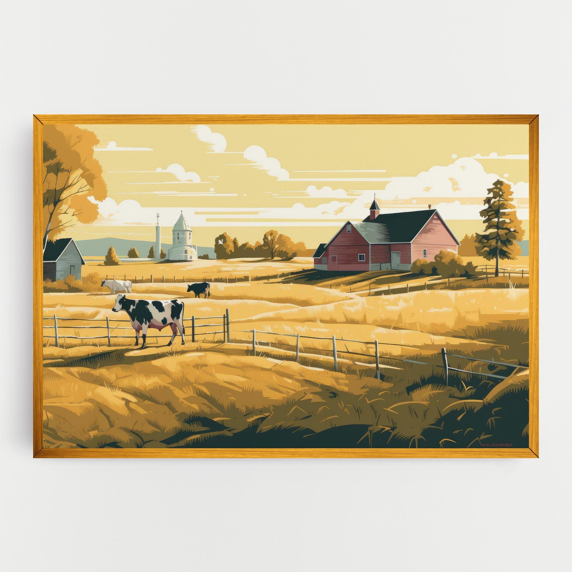 Tablou Canvas Cows Sunlight Farm mockup 0