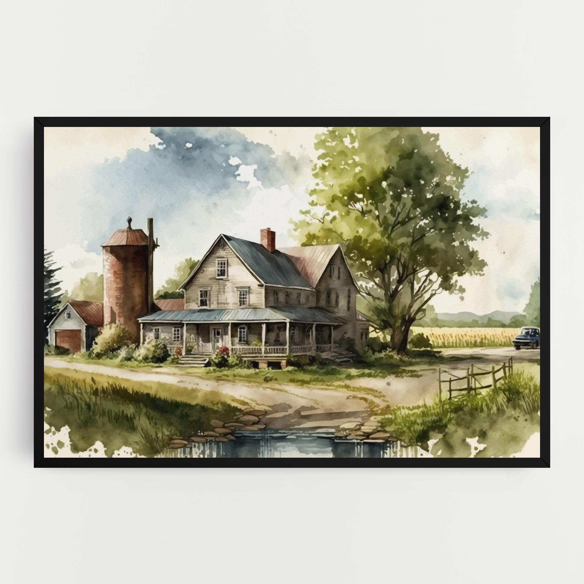 Tablou Canvas Farm Blue Car mockup 0