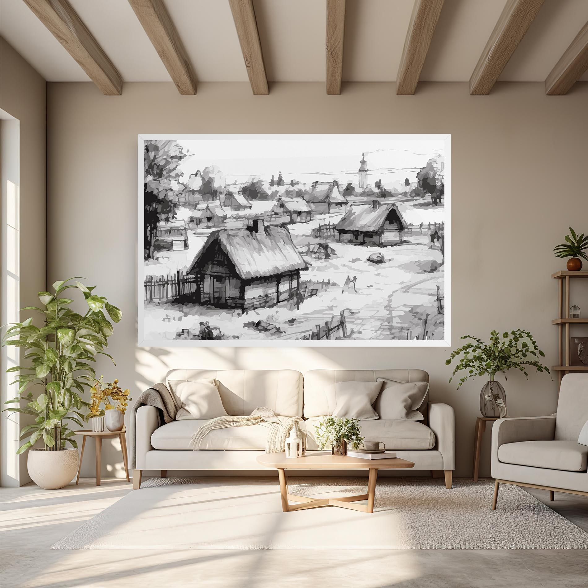 Tablou Canvas Farm Grey Ink mockup 6