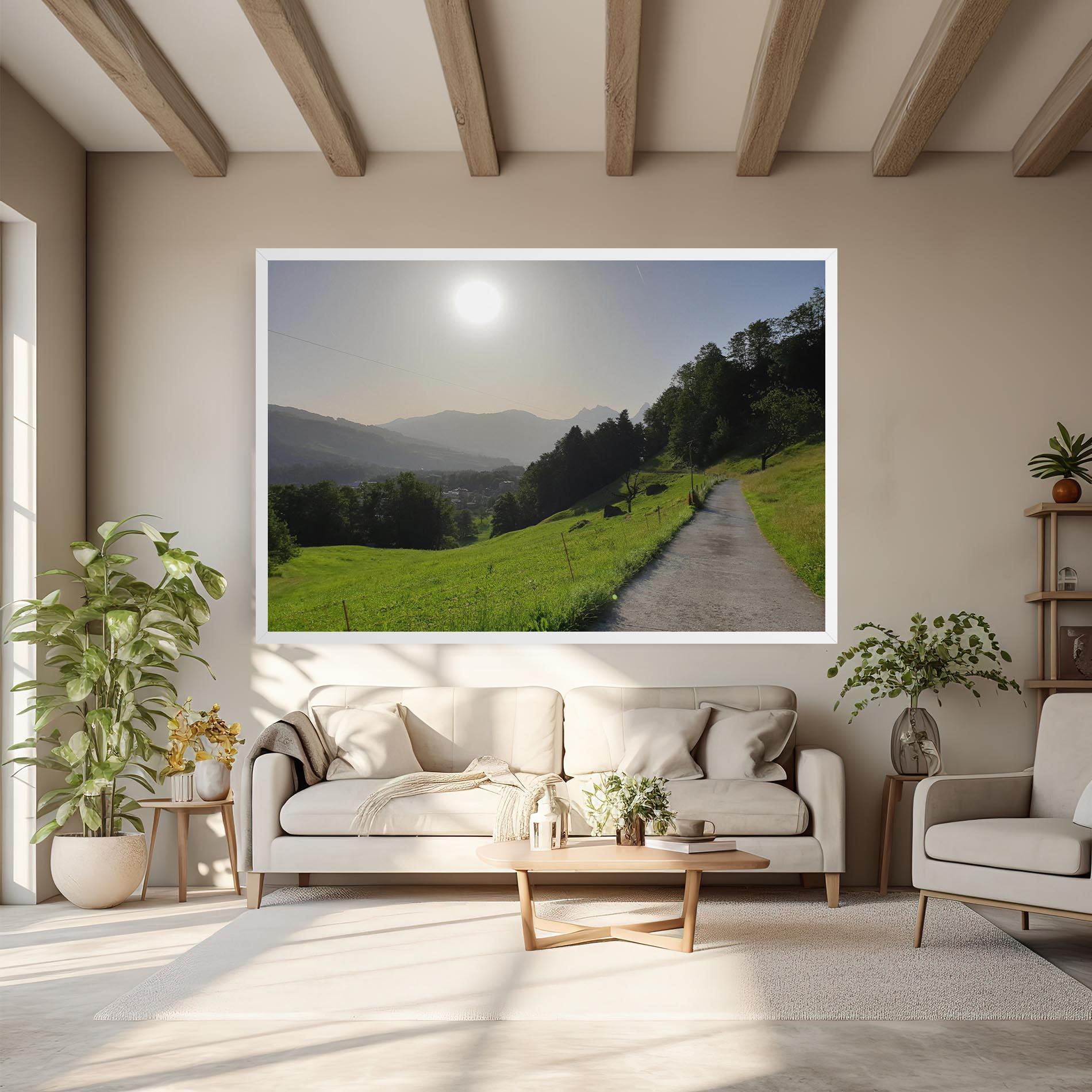 Tablou Canvas Foggy Rural Road mockup 6