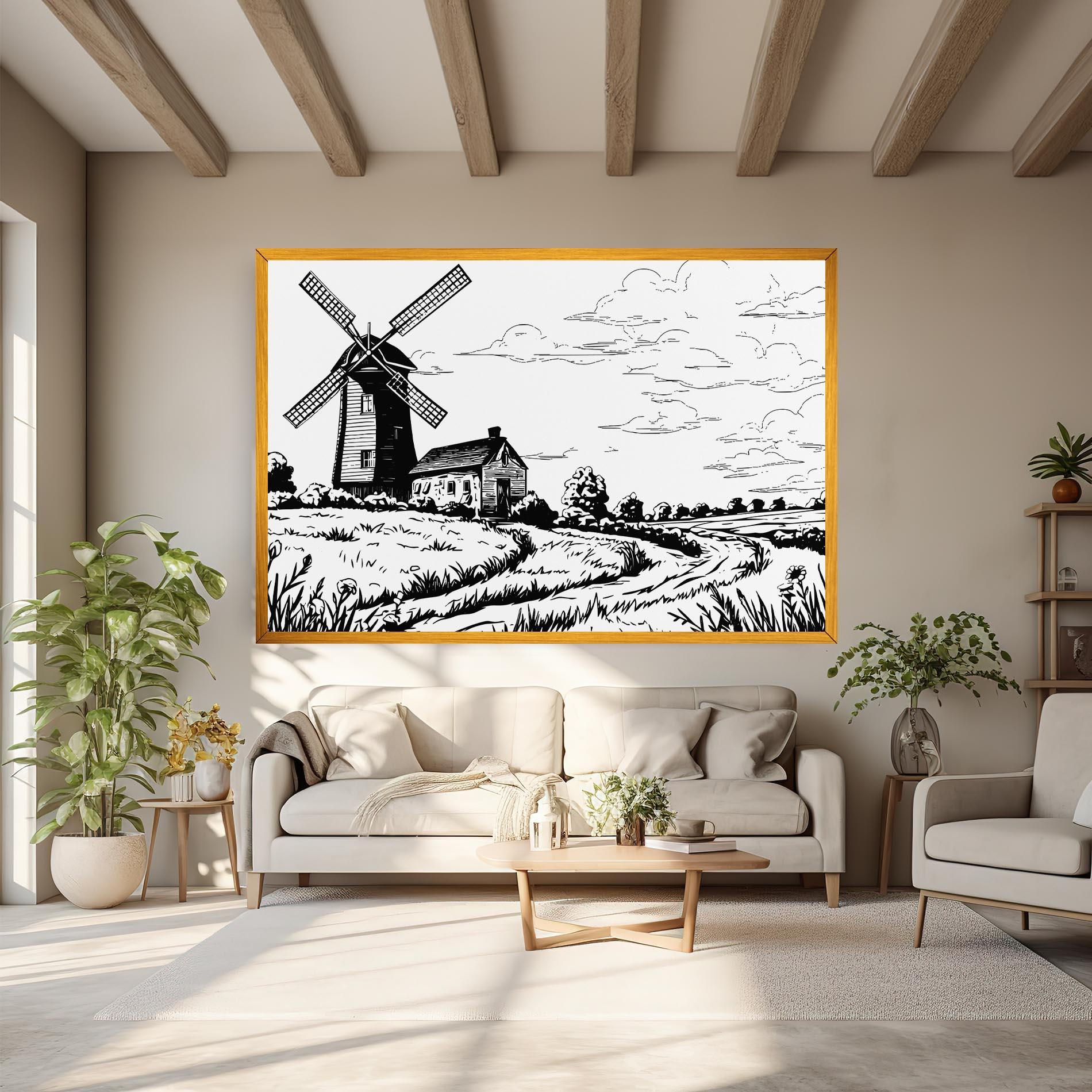 Tablou Canvas Black Line Wheat mockup 6