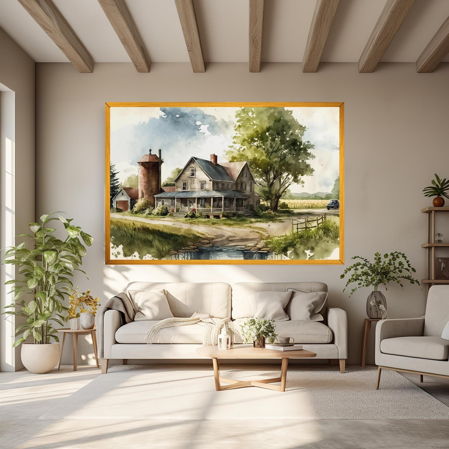 Tablou Canvas Farm Blue Car mockup 6