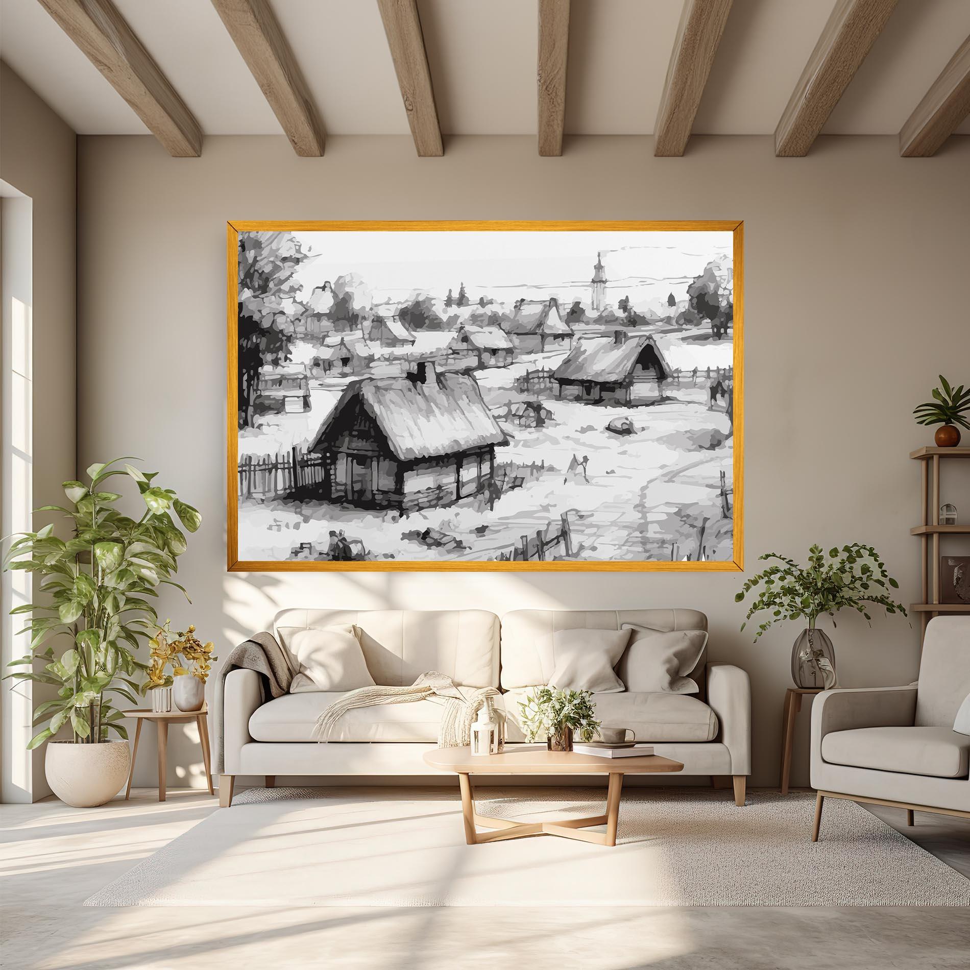 Tablou Canvas Farm Grey Ink mockup 6