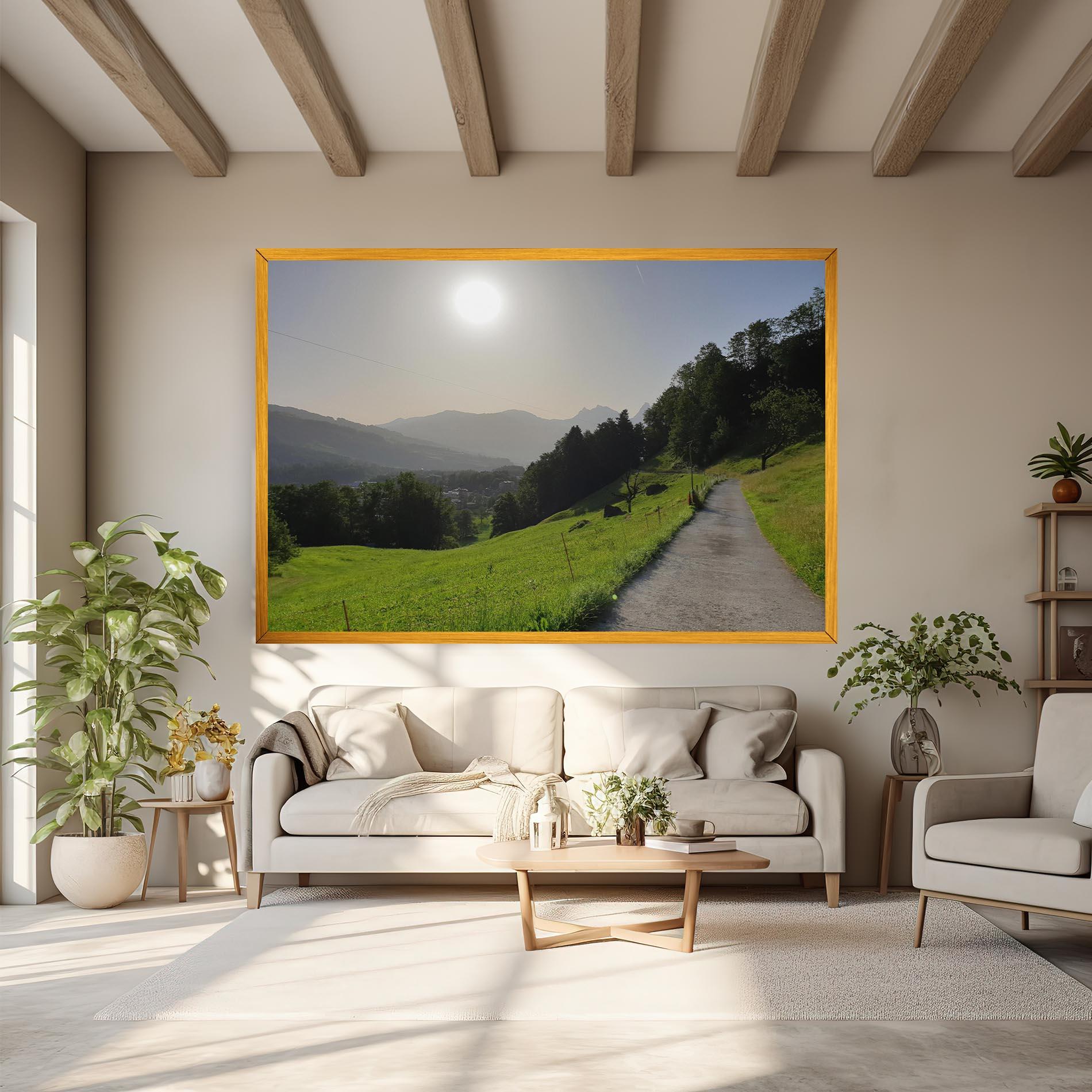 Tablou Canvas Foggy Rural Road mockup 6