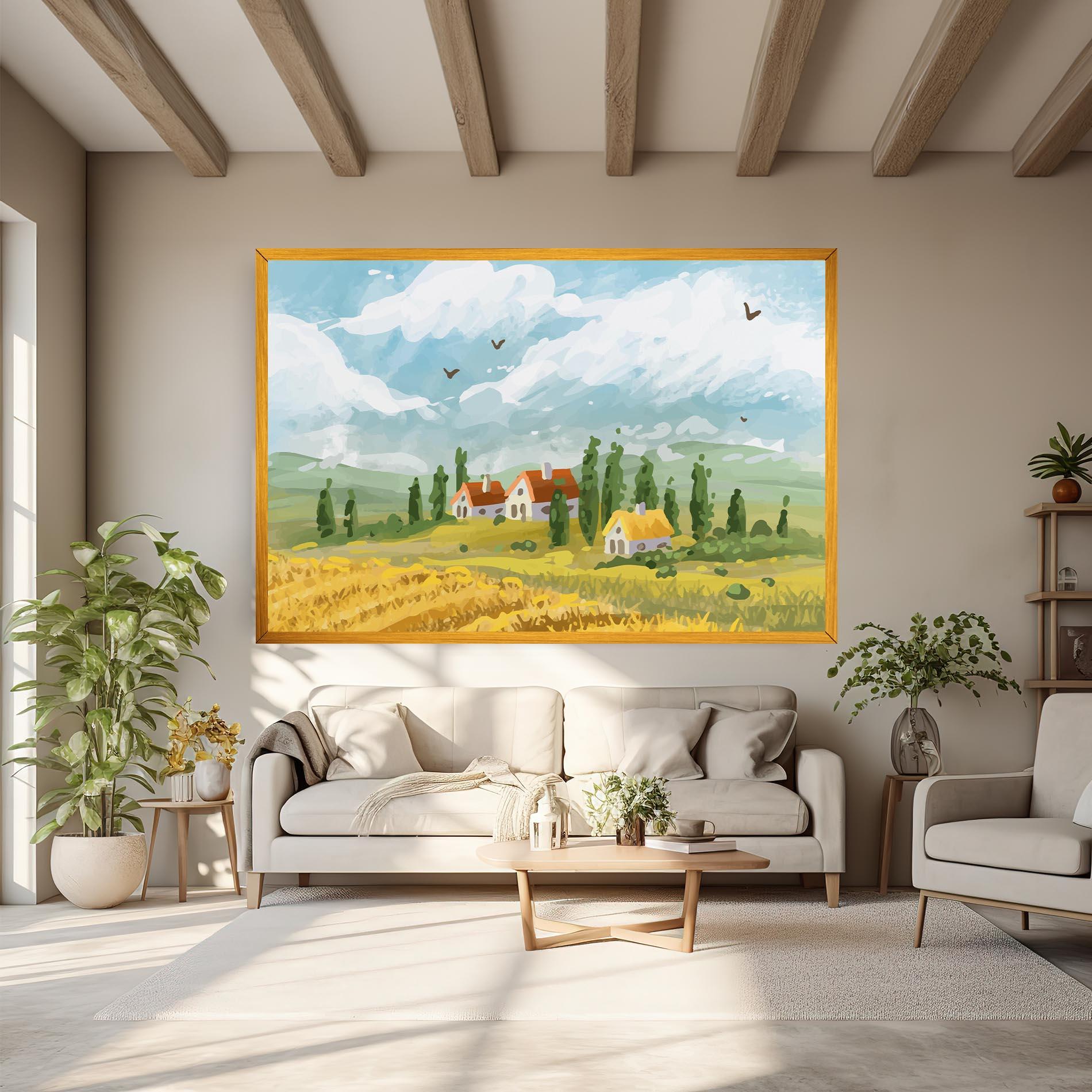 Tablou Canvas Orange Yellow House mockup 6