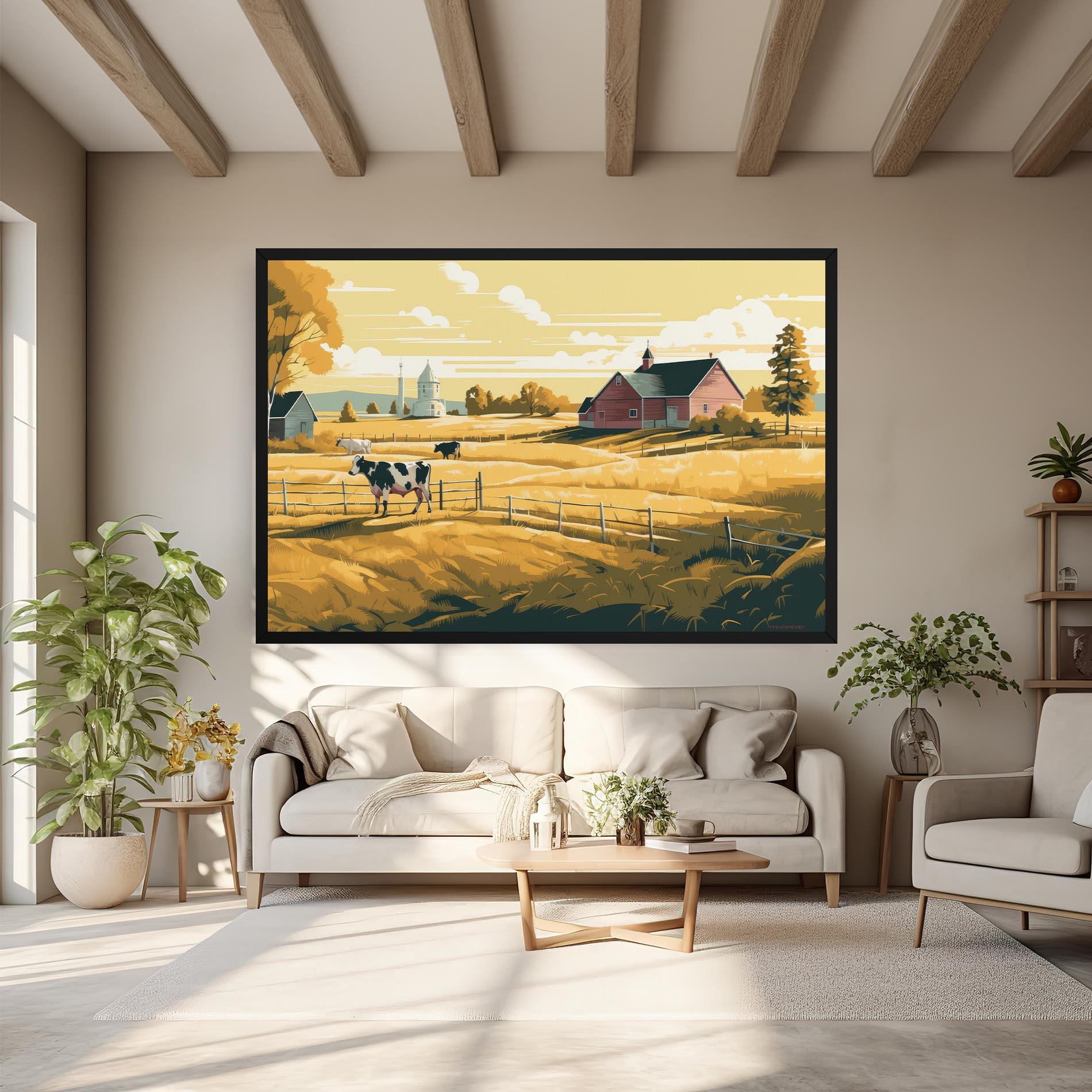 Tablou Canvas Cows Sunlight Farm mockup 6