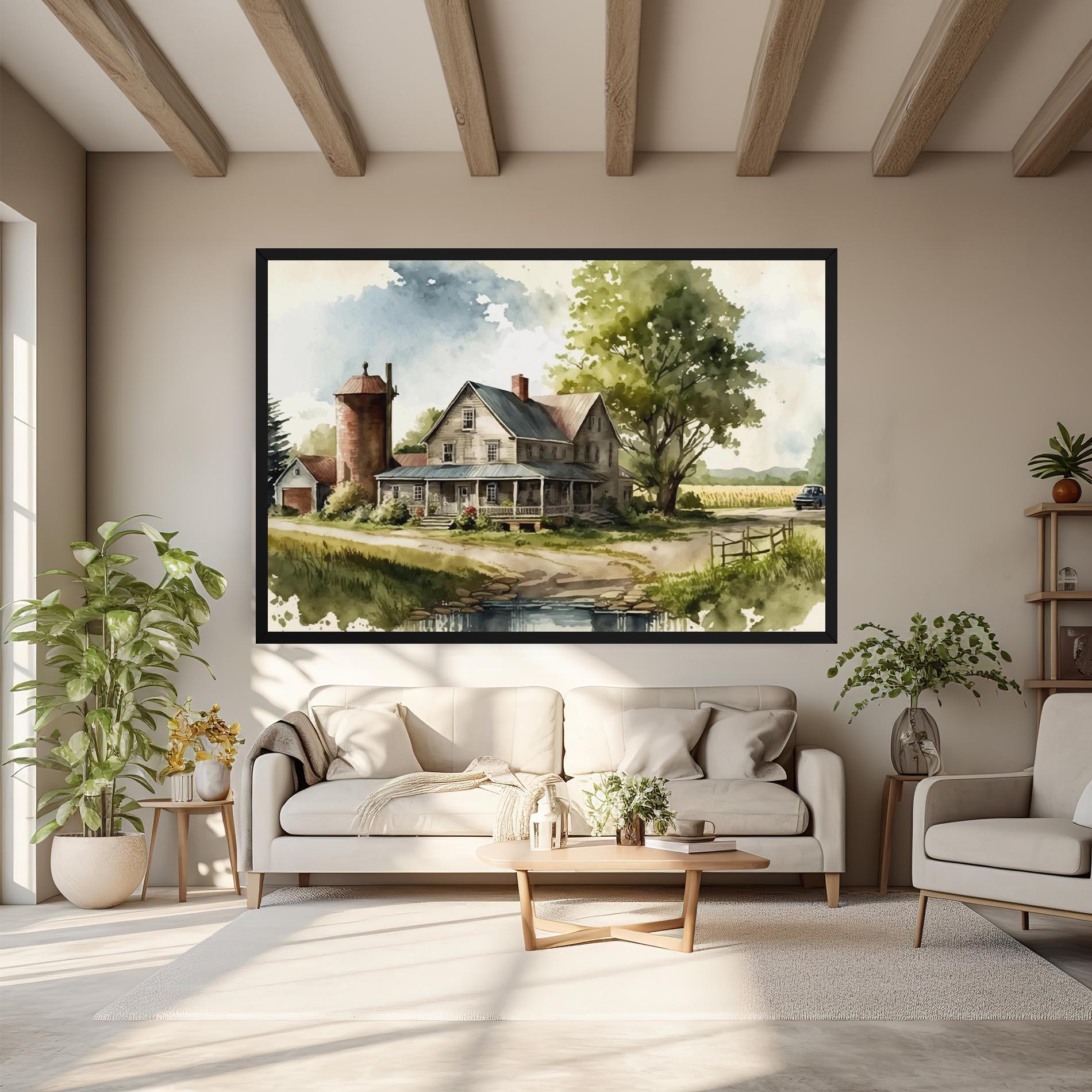 Tablou Canvas Farm Blue Car mockup 6