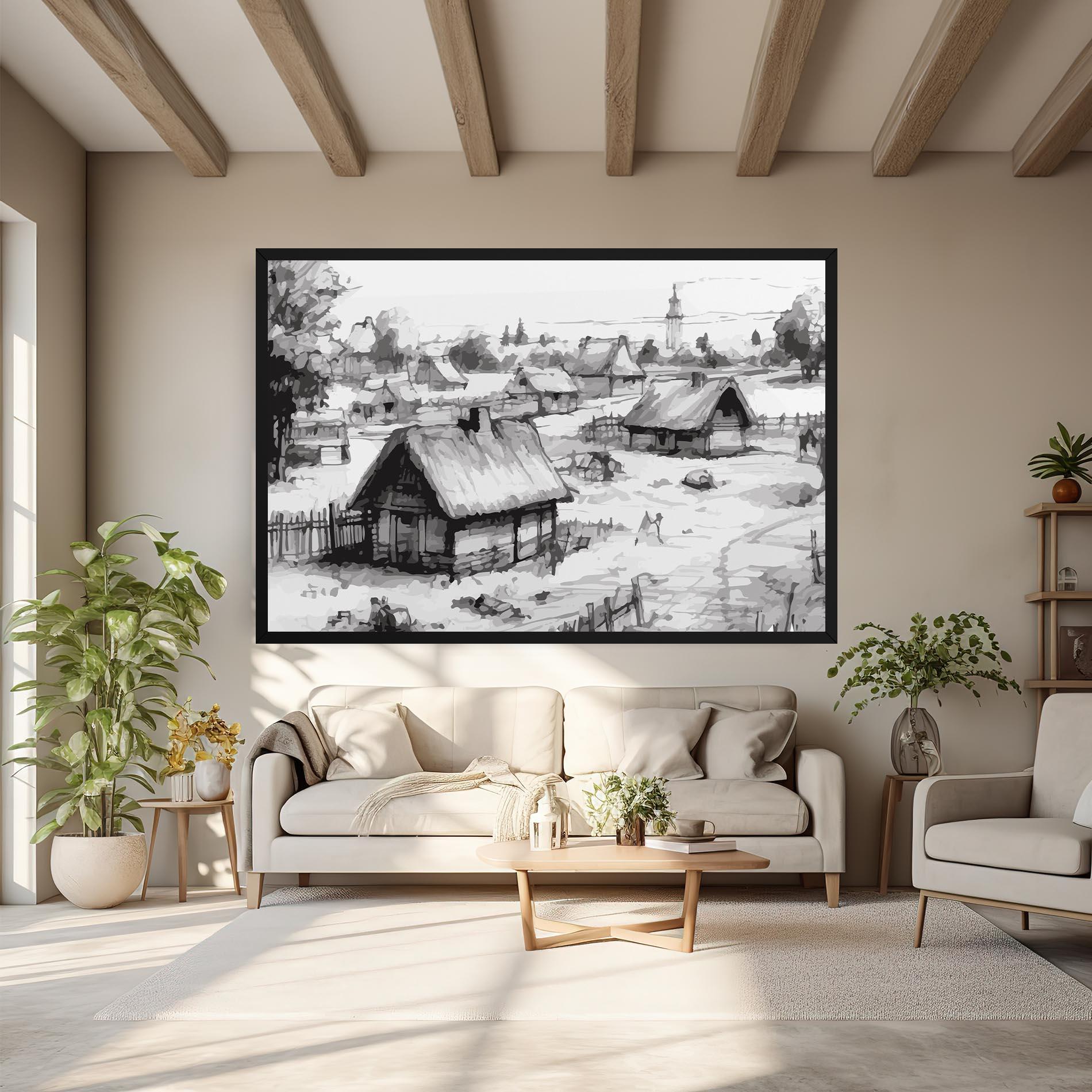 Tablou Canvas Farm Grey Ink mockup 6