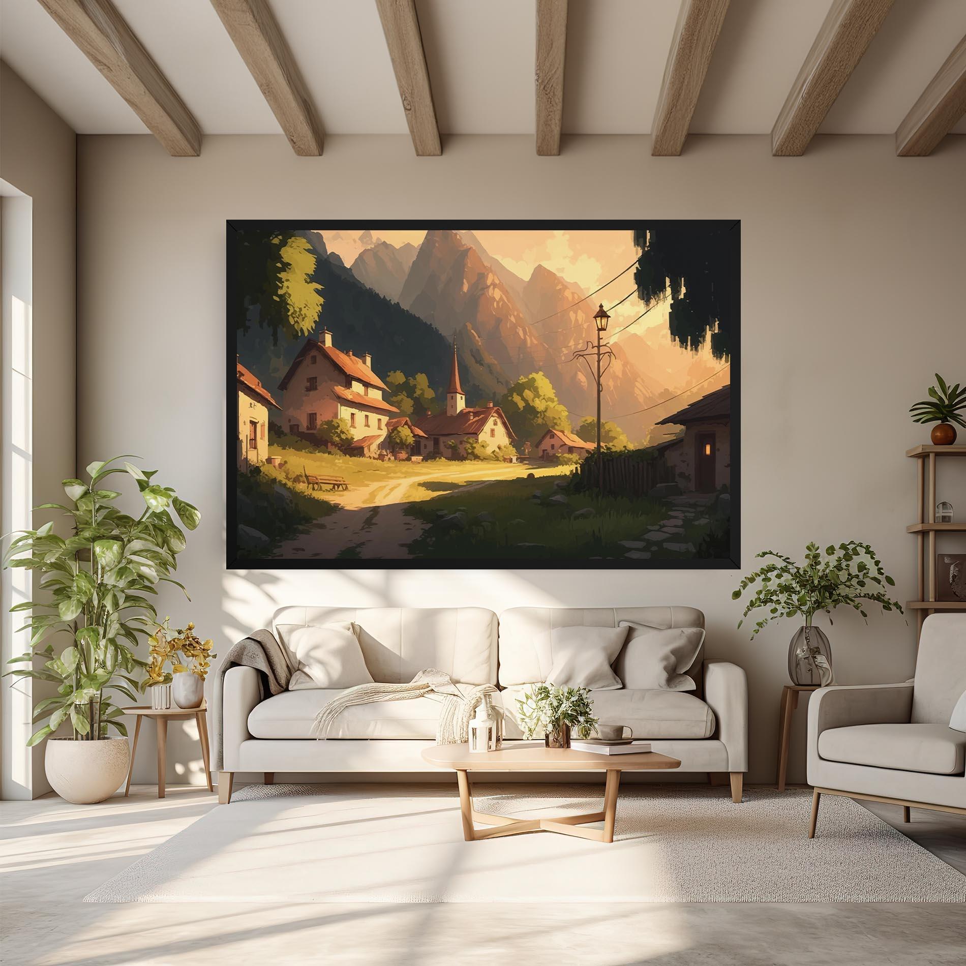 Tablou Canvas Grassy Village View mockup 6