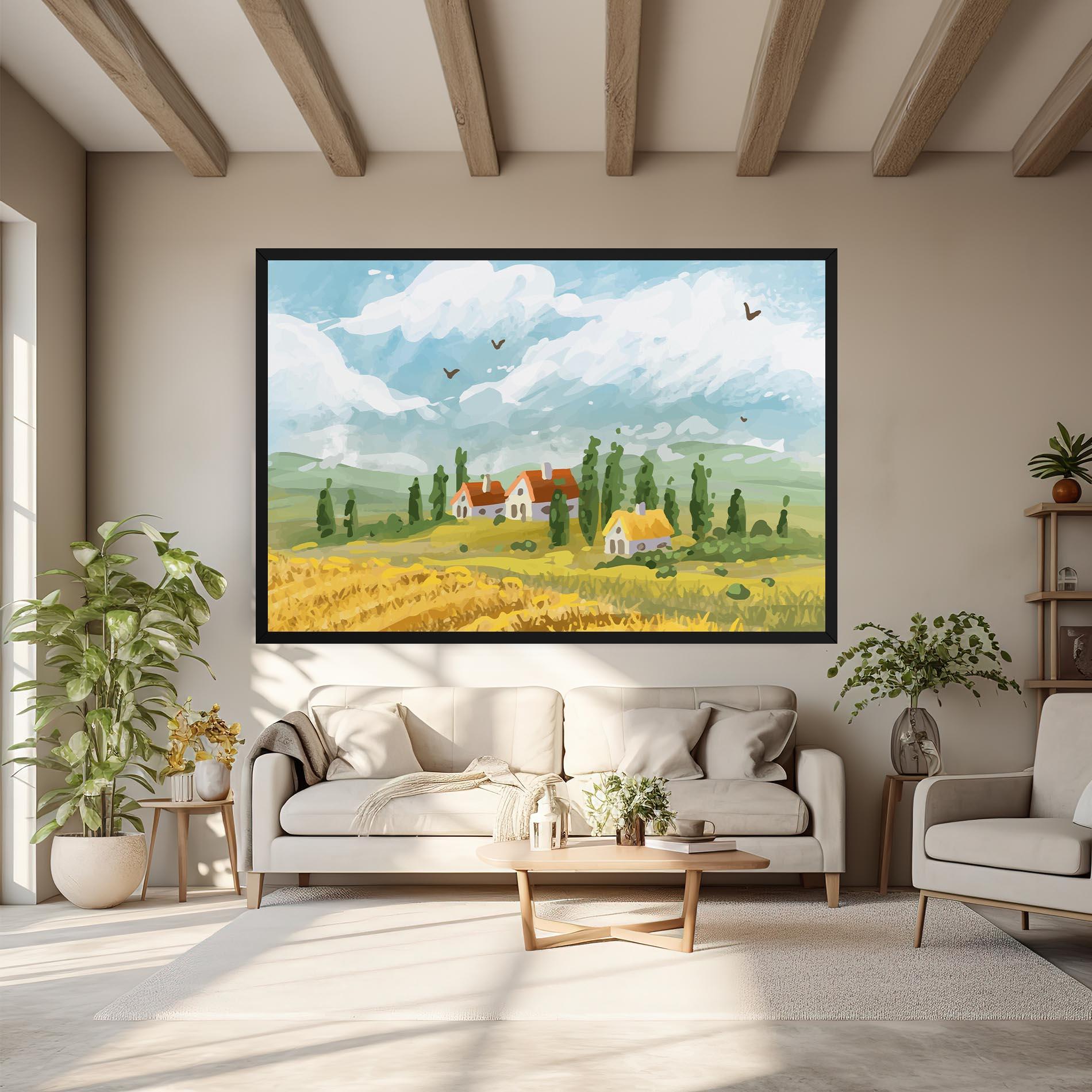 Tablou Canvas Orange Yellow House mockup 6